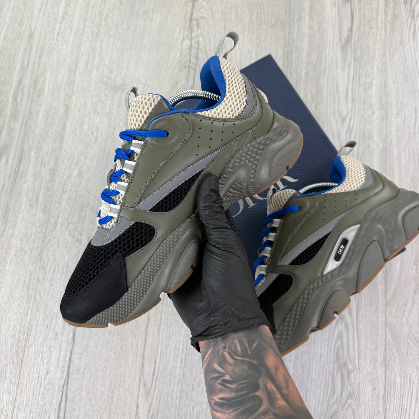 Dior B22 Men’s Khaki & Blue Trainers - 44 (Fit Uk 9/9.5)