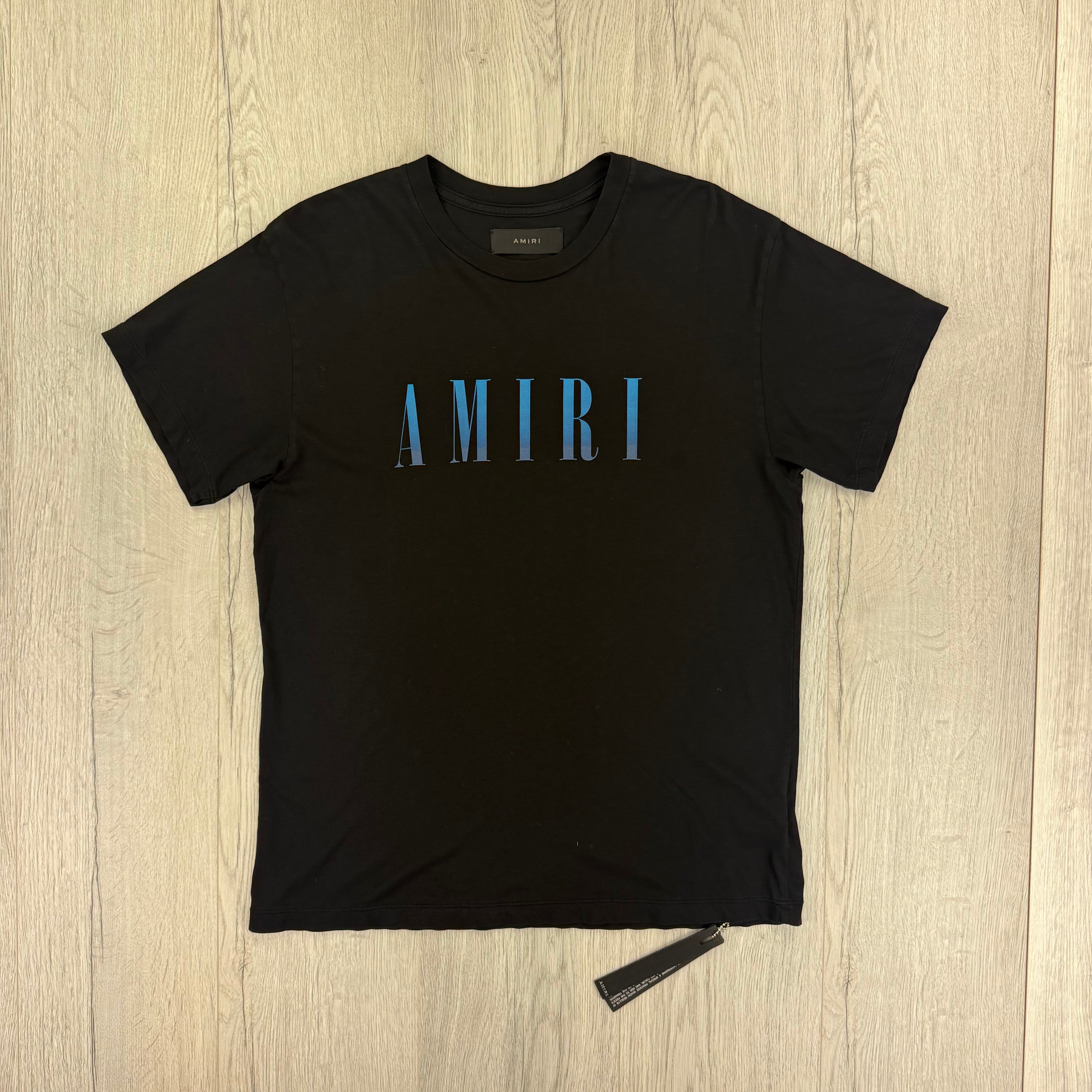 Amiri Men’s Black T-shirt Blue Logo - XS