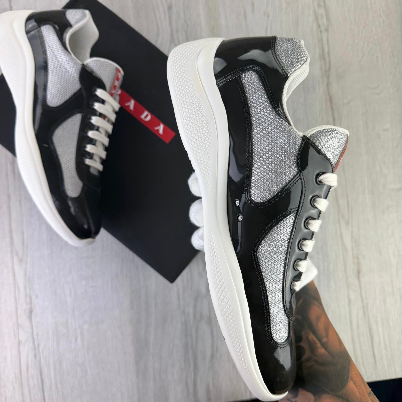 Prada Cups Dark Grey / White Trainers - Uk 10.5 (Fit 11)
