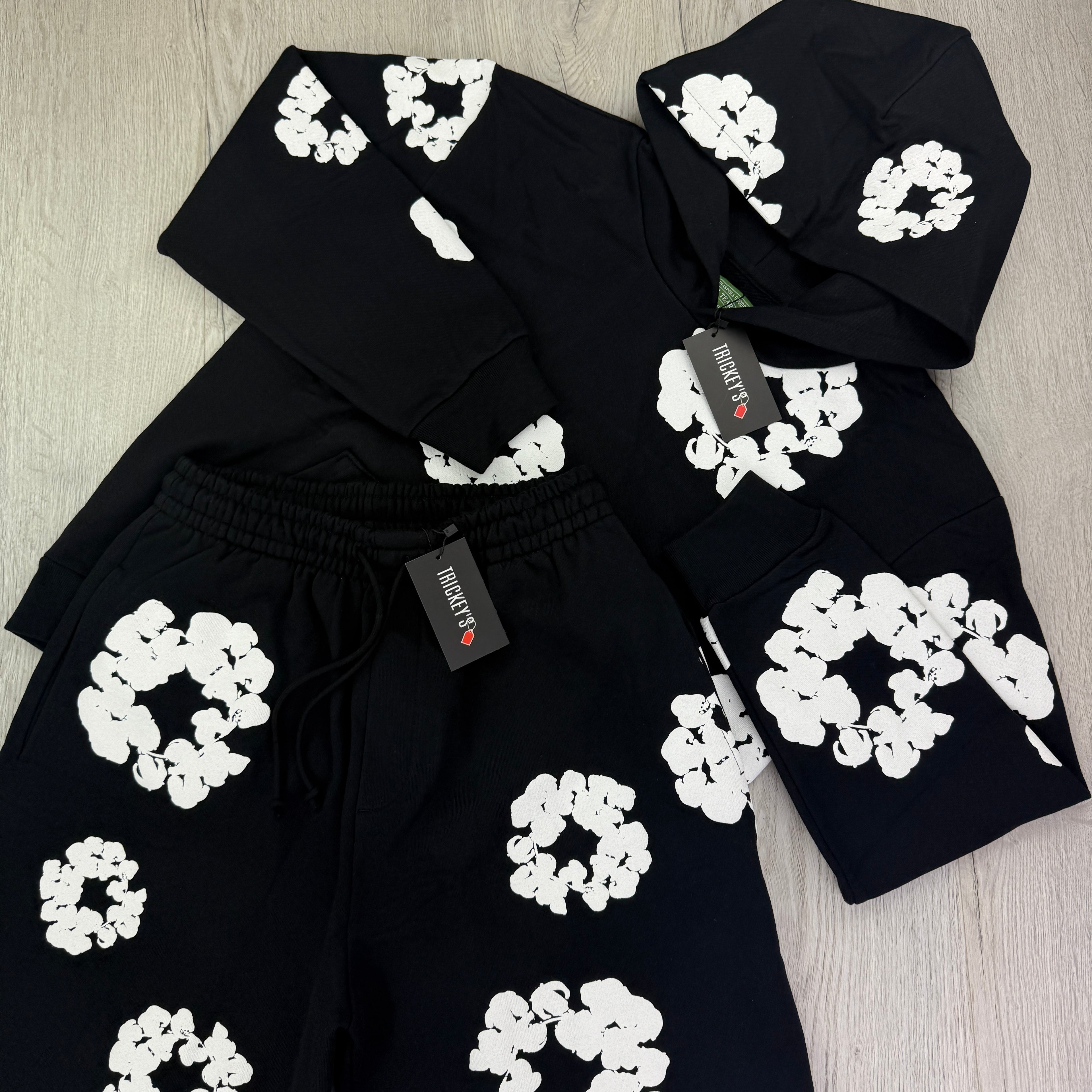 Denim Tears Men’s Black Shorts & Hoodie Set