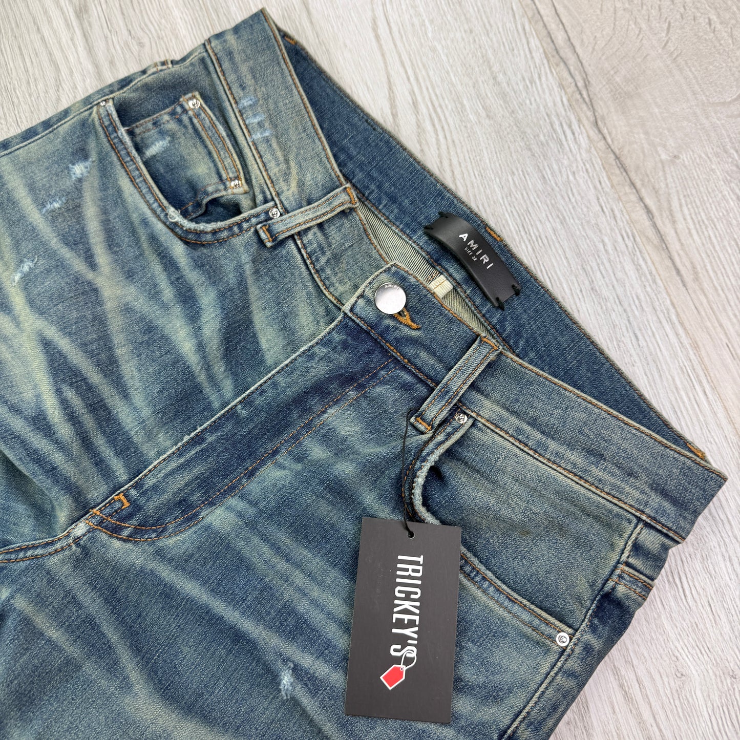 Amiri Men’s Blue MX1 Distressed Ripped Jeans - Uk 32