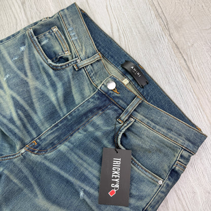 Amiri Men’s Blue MX1 Distressed Ripped Jeans - Uk 32