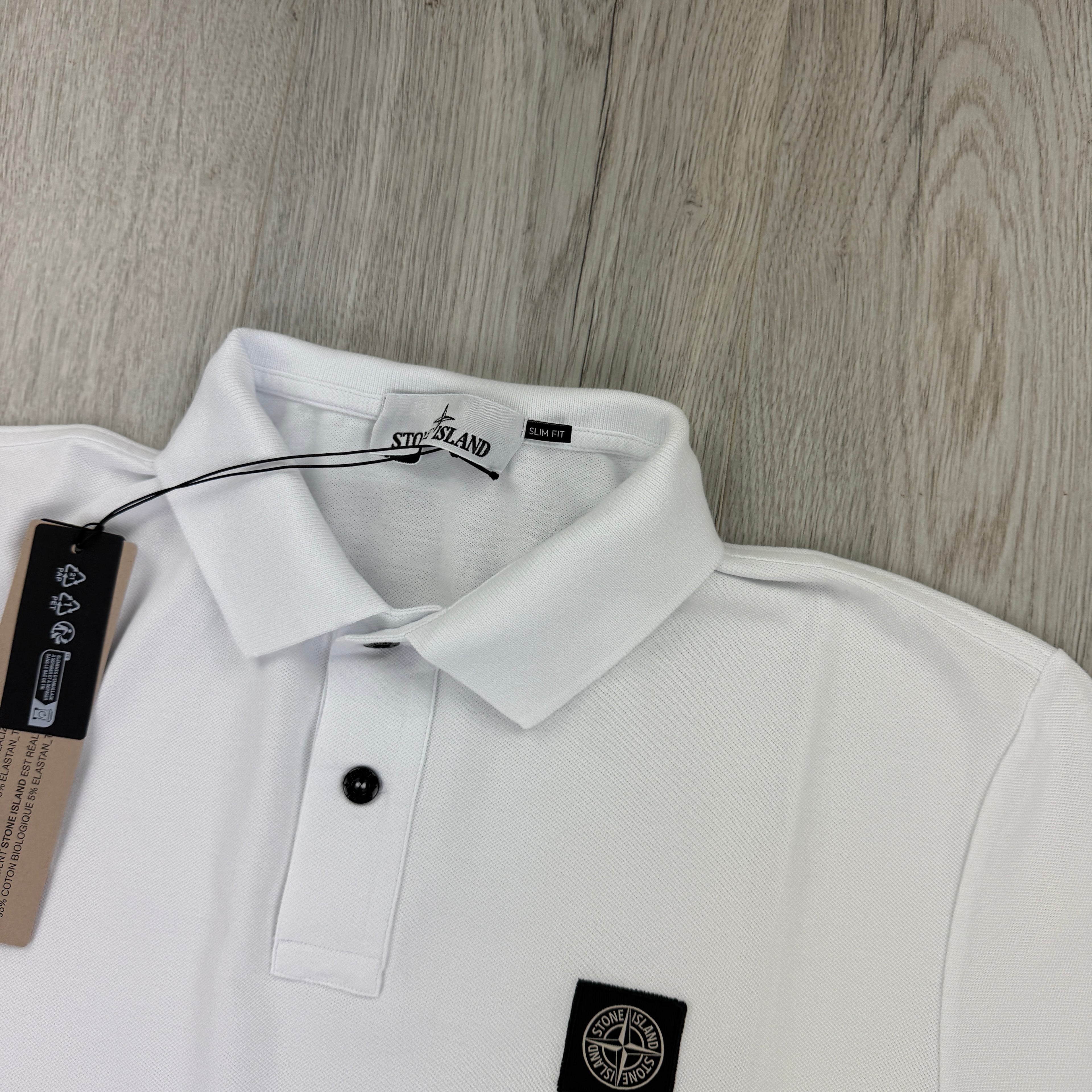 Stone Island Men’s White Short-sleeve Polo - Large