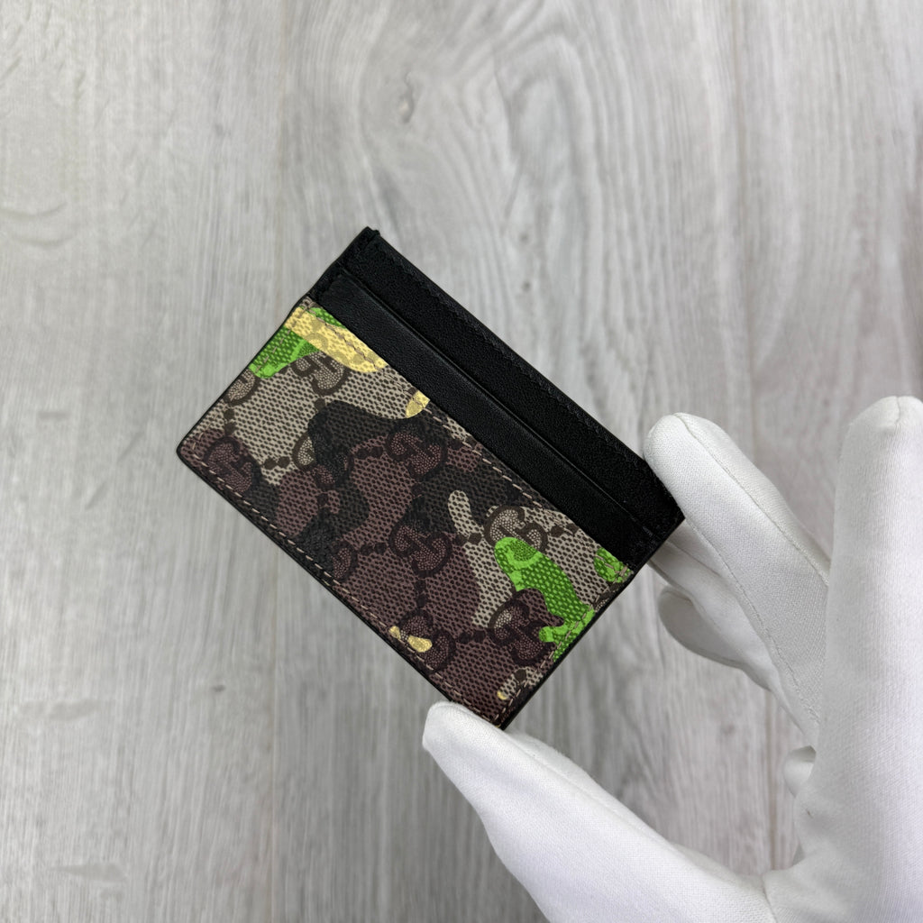 Gucci GG Blue Camo Canvas Card Holder