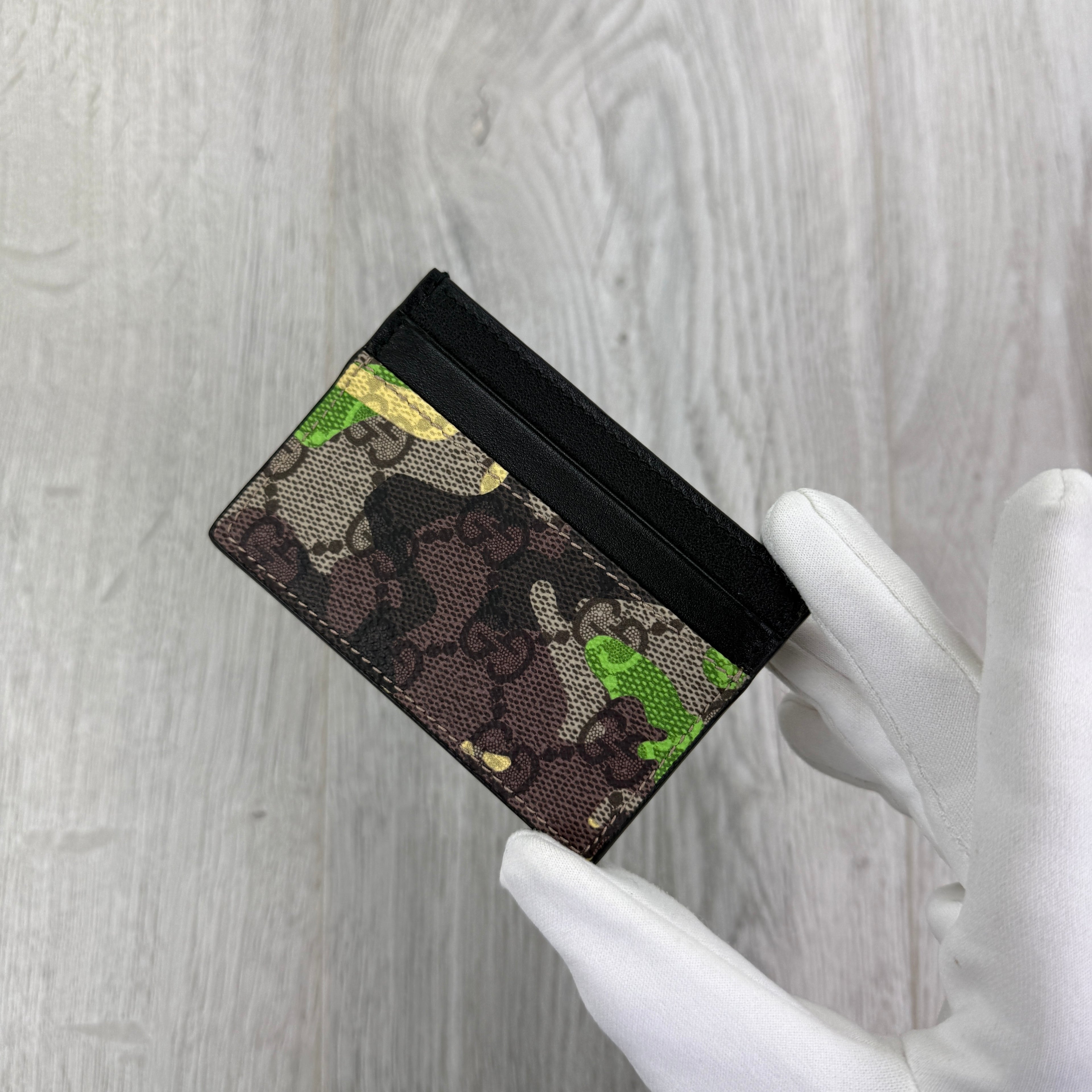 Gucci GG Blue Camo Canvas Card Holder