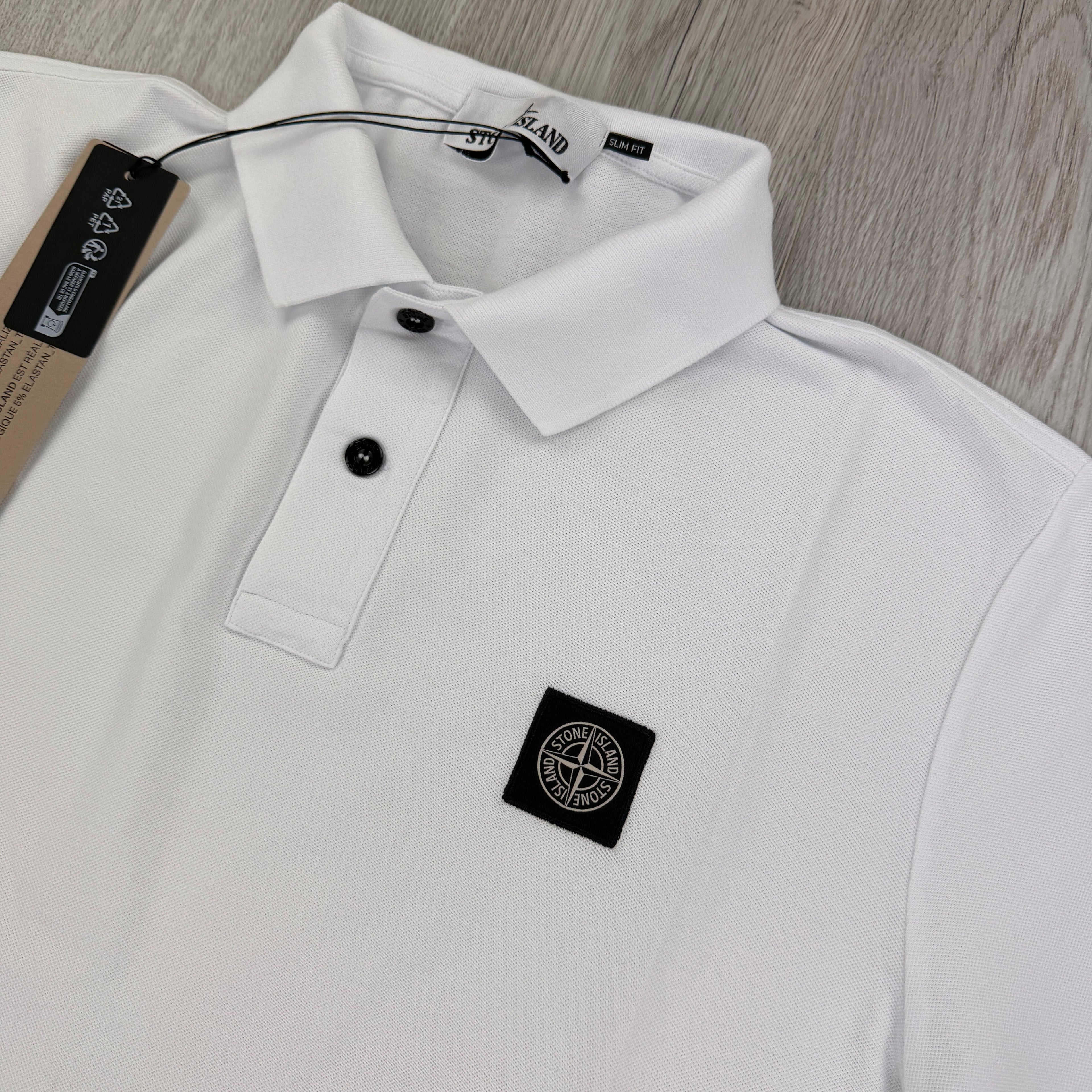 Stone Island Men’s White Short-sleeve Polo - Large