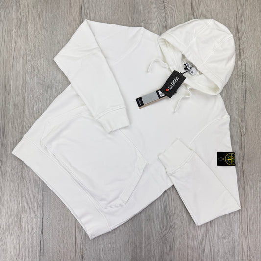 Stone Island Men’s White Pullover Hoodie - Medium