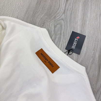 Louis Vuitton Men’s White Embroidered Pendant Logo T-Shirt - Small