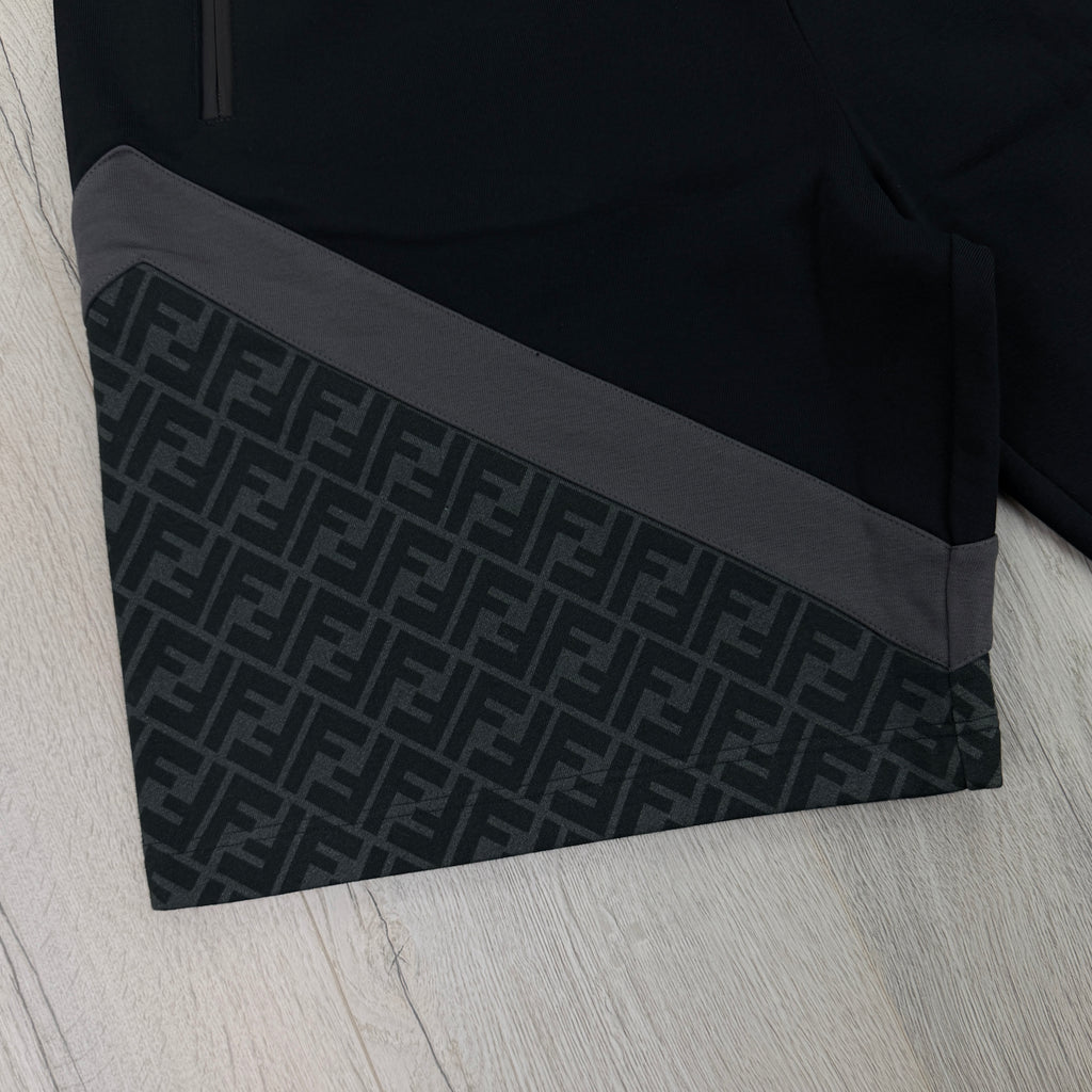 Fendi Men’s Black FF Cotton Diagonal Monogram Shorts - L/XL