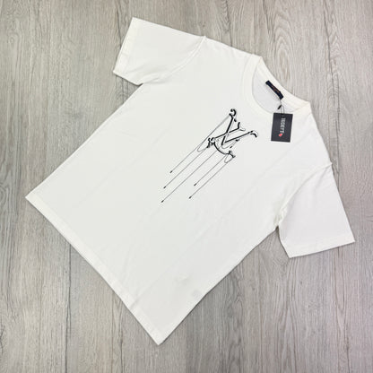 Louis Vuitton Men’s White Embroidered Pendant Logo T-Shirt - Small