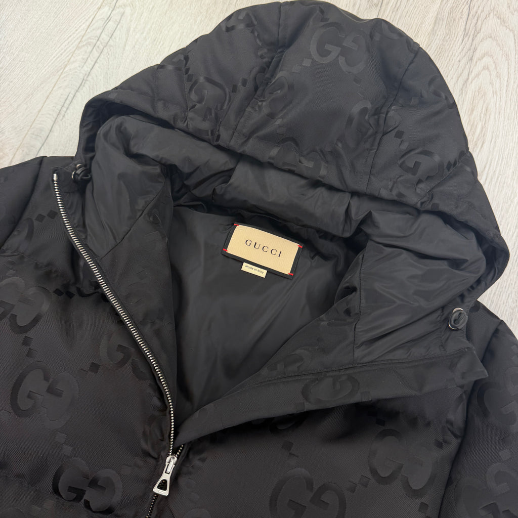 Gucci Men’s Jumbo GG Hooded Jacquard Nylon Puffer Jacket - Size 44 (Small)