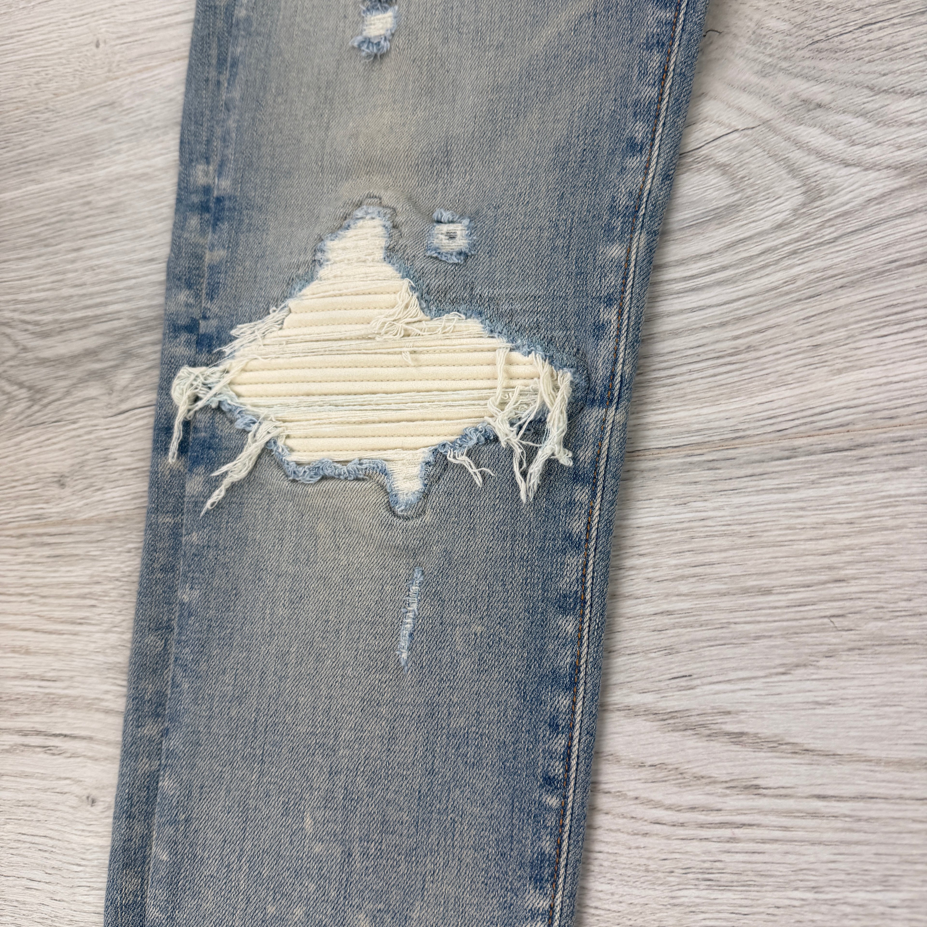 Amiri Men’s MX1 Blue Denim Jeans With Side Logo - Uk 32