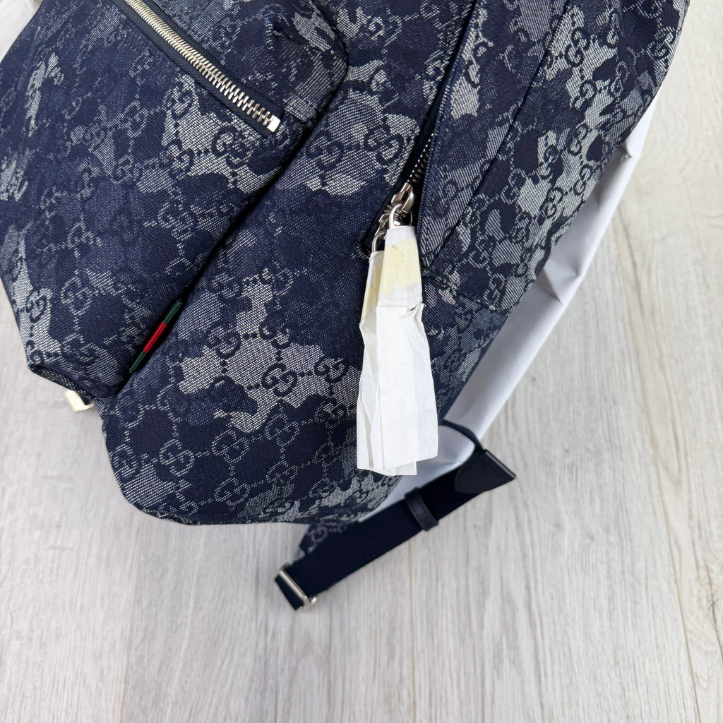 Gucci Men’s Monogram Camo Denim Jumbo GG Backpack