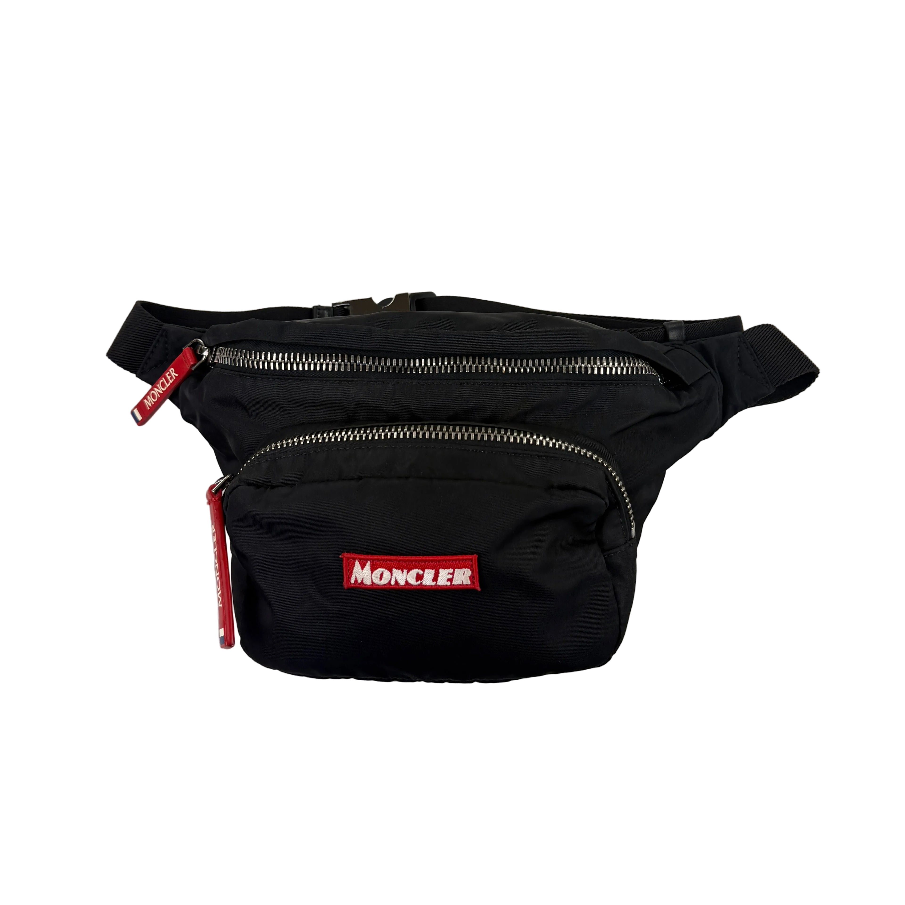 Moncler Men’s Durance Black & Red Badge Belt Bag