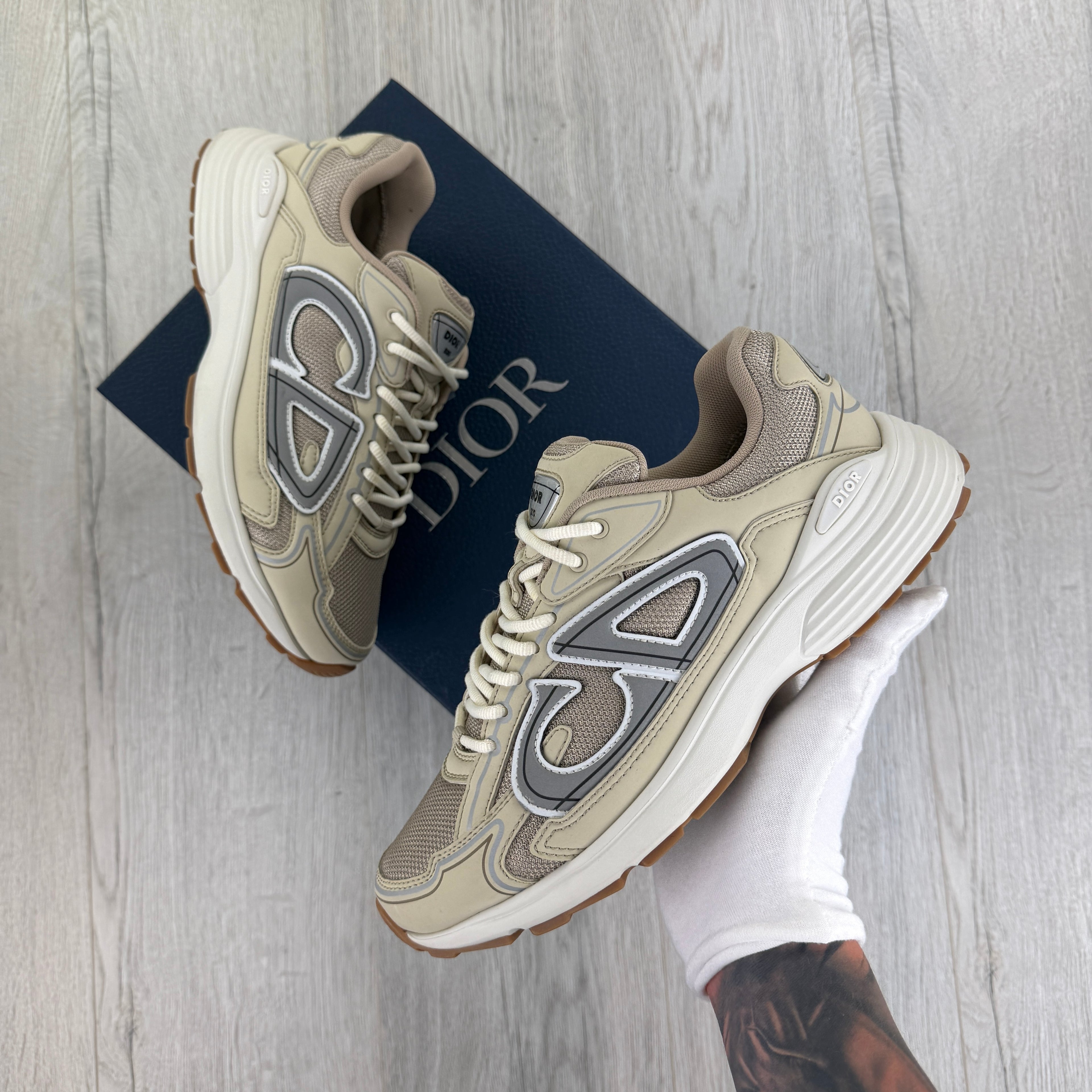 Dior B30 Men’s Cream Mesh and Technical Fabric Trainers - 42.5 (Fit Uk 8.5)