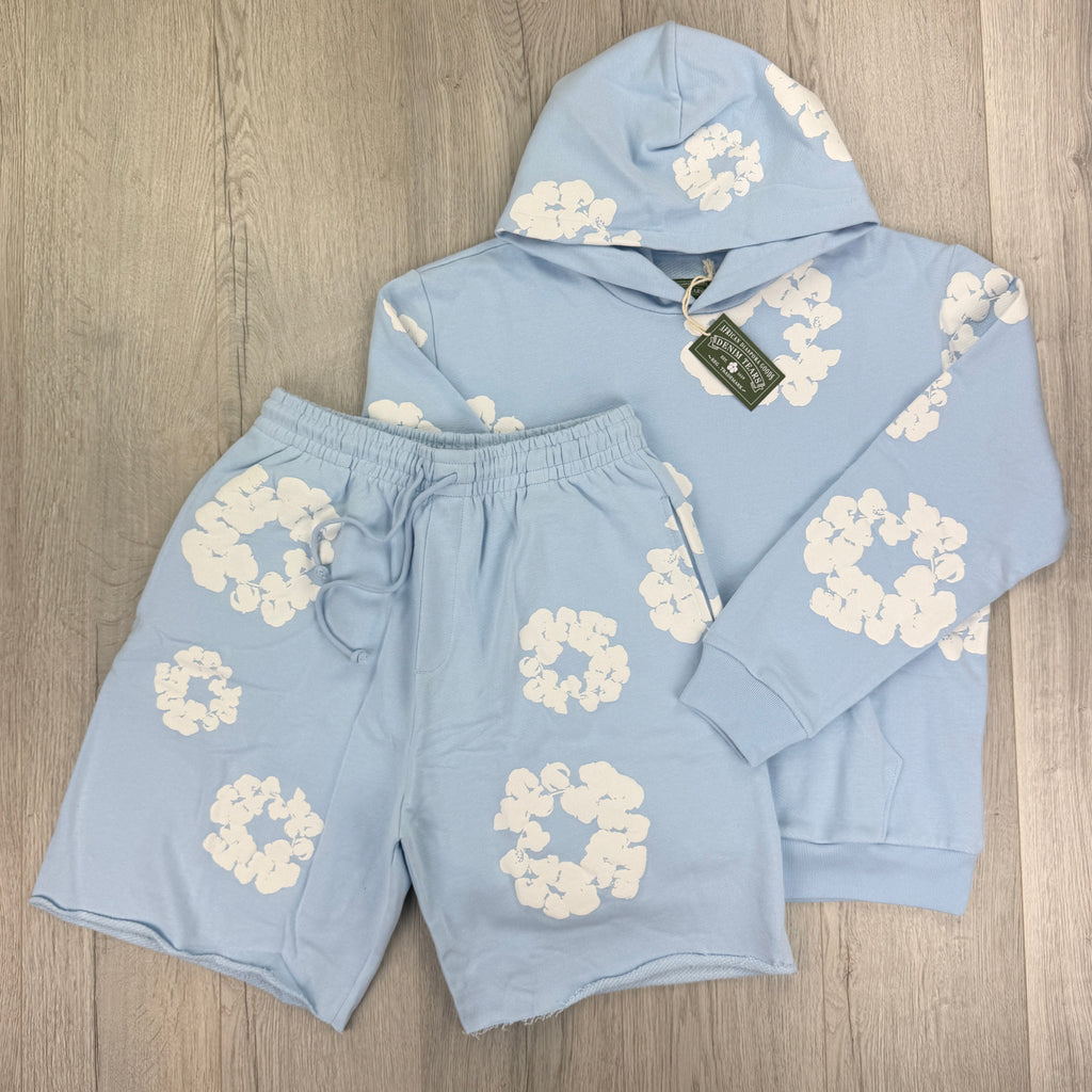 Denim Tears Men’s Baby Blue Hoodie & Shorts Set