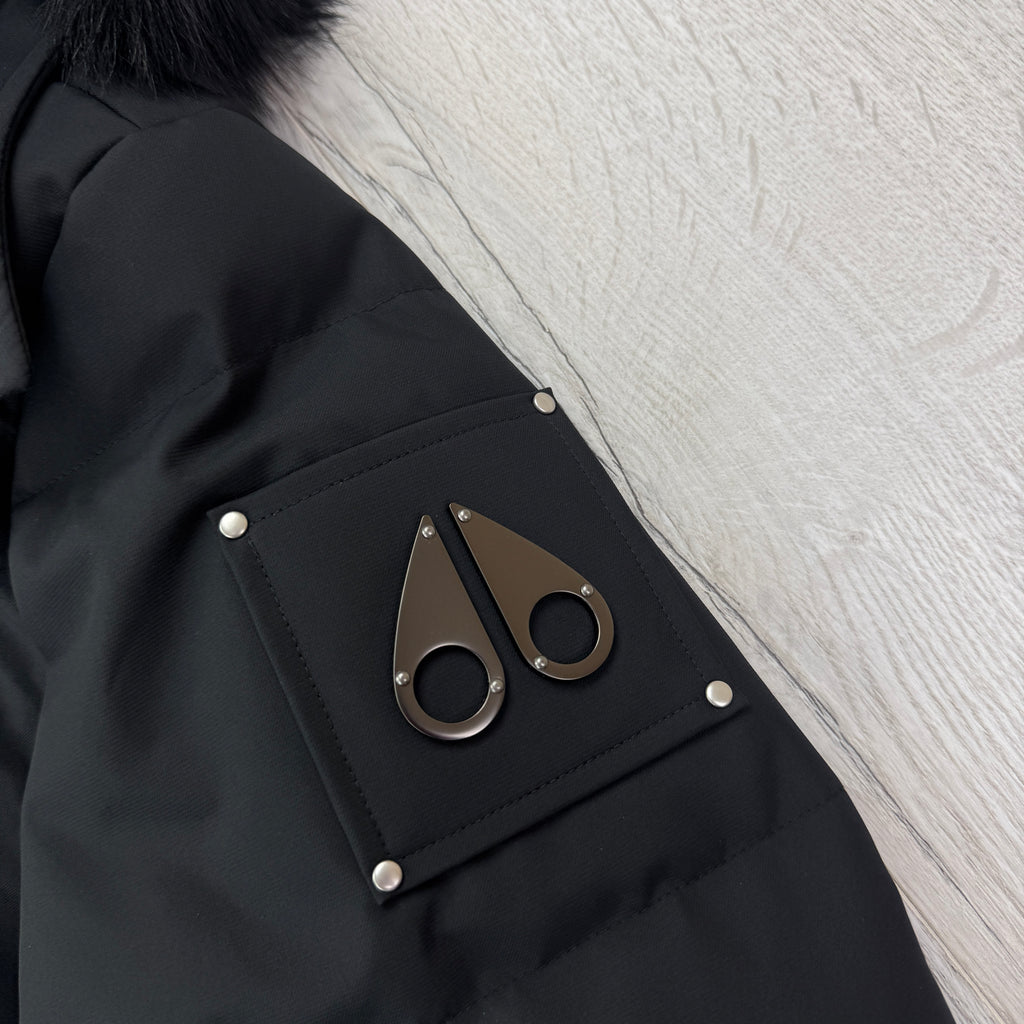 Moose Knuckles Men’s Black 3Q Shearling-Trim Jacket