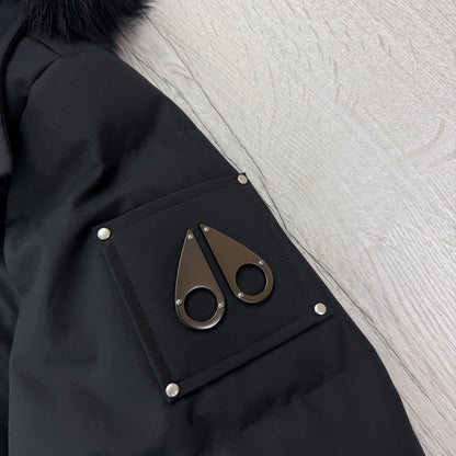 Moose Knuckles Men’s Black 3Q Shearling-Trim Jacket