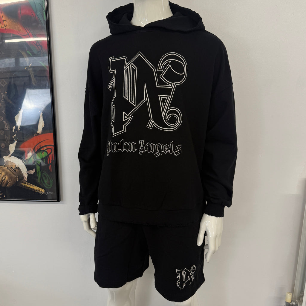 Palm Angels Men’s Black PA Monogram Logo Hoodie - Small