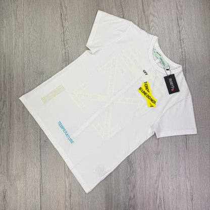 Off White Men’s Firetape Arrow White T-shirt - Small Oversized
