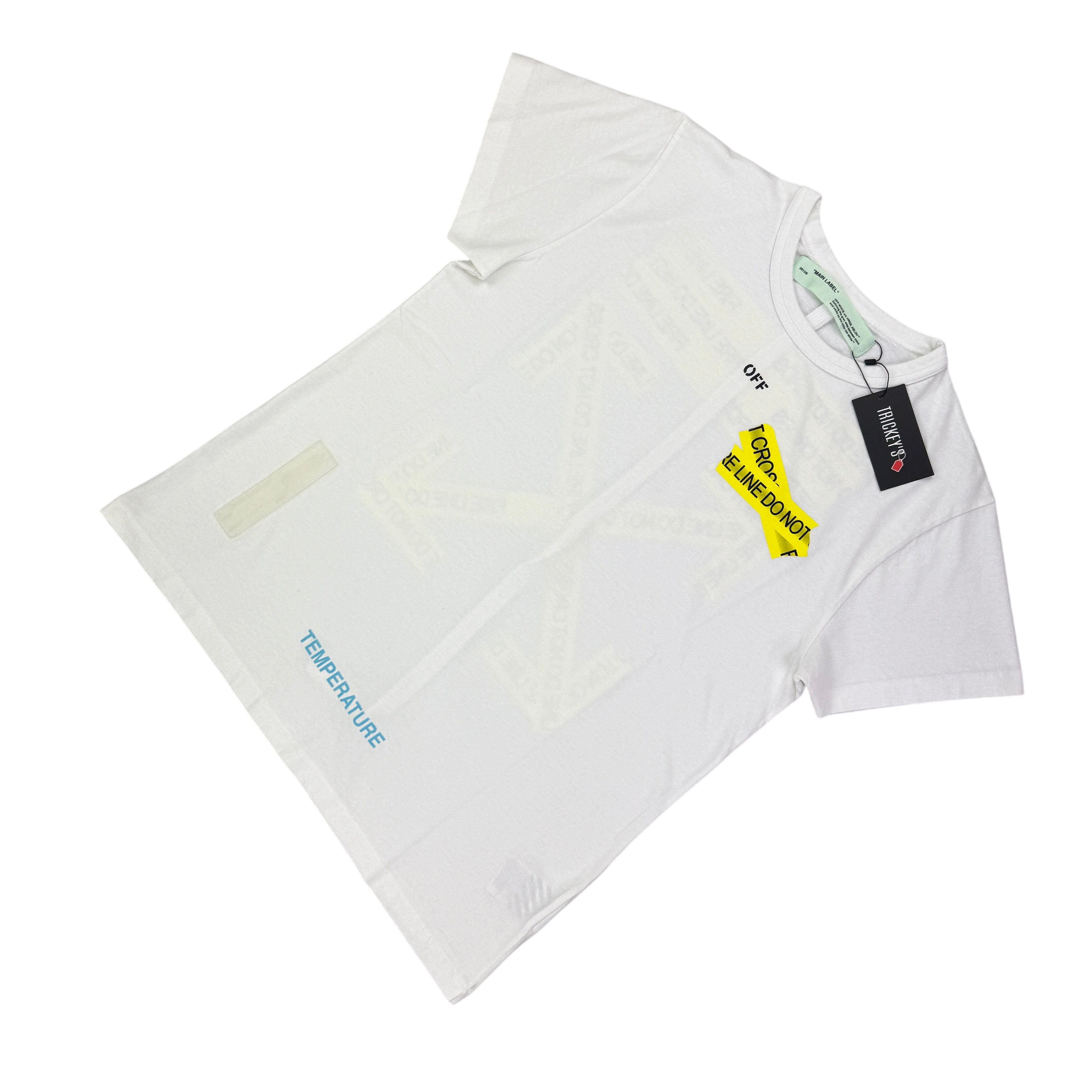 Off White Men’s Firetape Arrow White T-shirt - Small Oversized