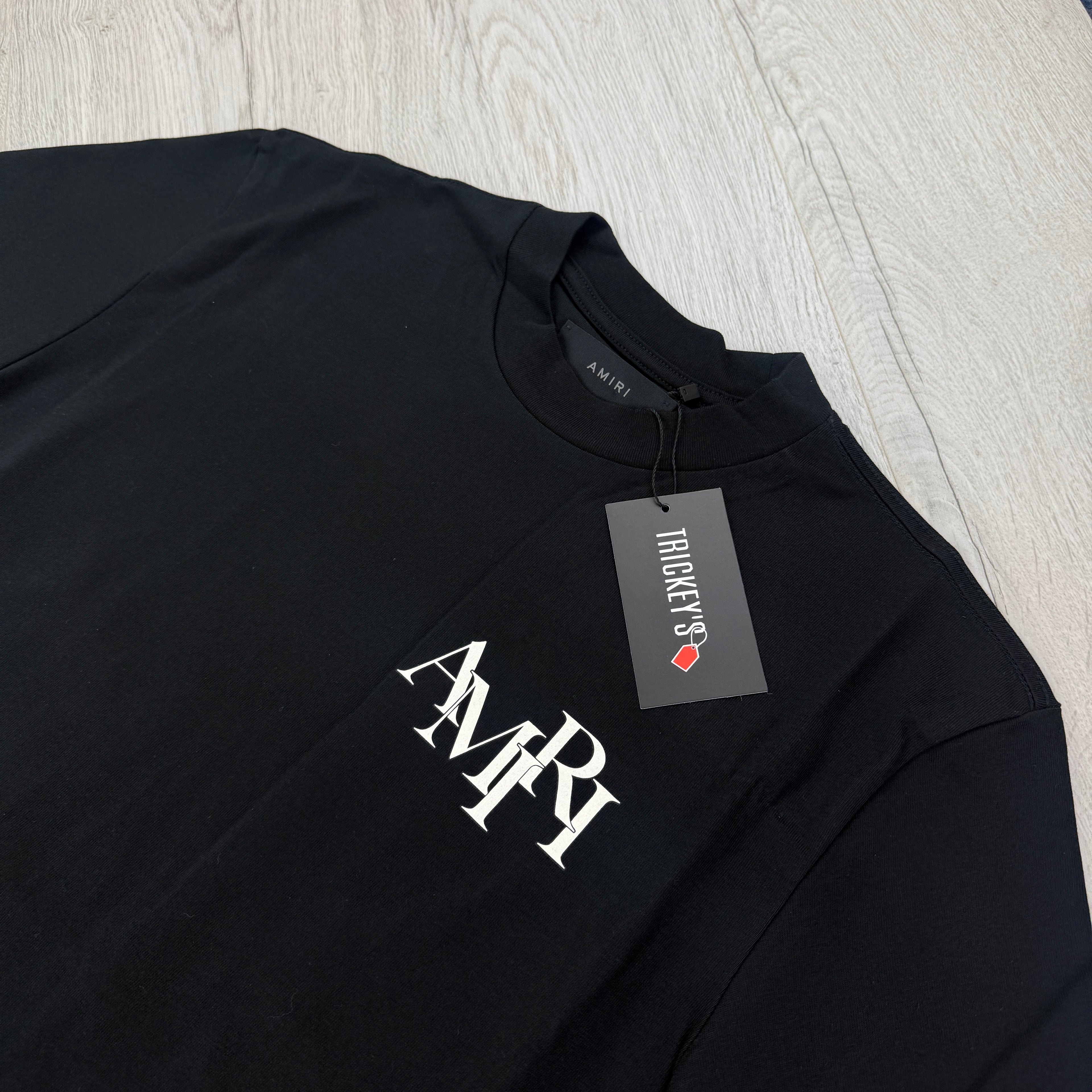 Amiri Men’s Black Staggered Logo T-shirt