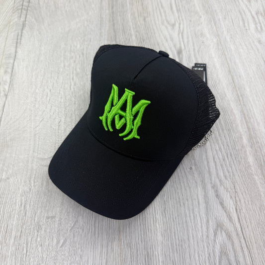 Amiri Men’s Black Baseball Cap Green Neon Embroidered Logo