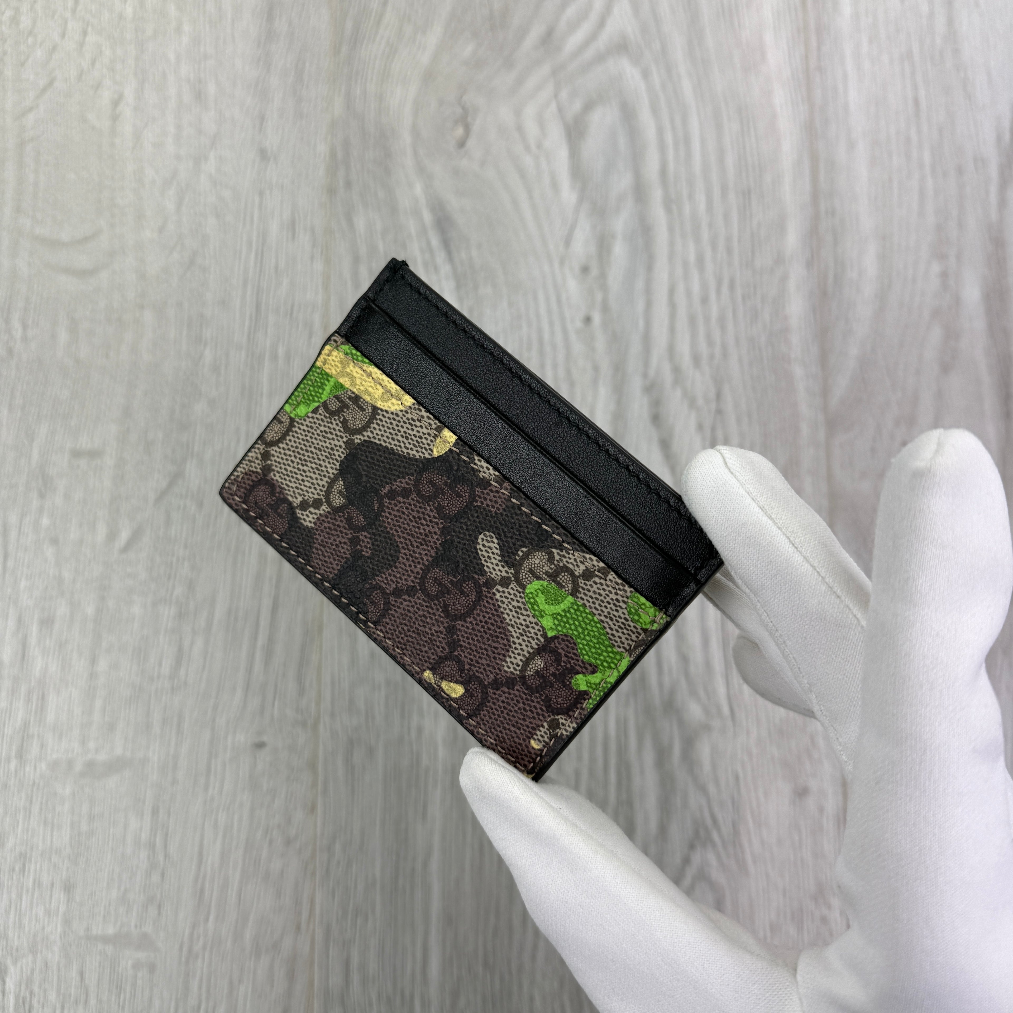 Gucci GG Blue Camo Canvas Card Holder
