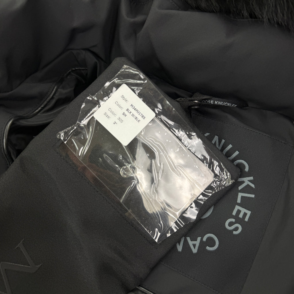 Moose Knuckles Men’s Black 3Q Shearling-Trim Jacket