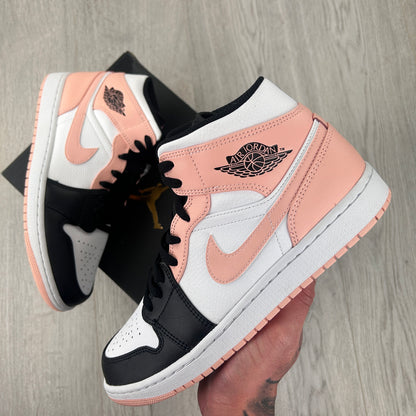 Jordan 1 Men’s Mid Pink & Black Trainers - Uk 6.5
