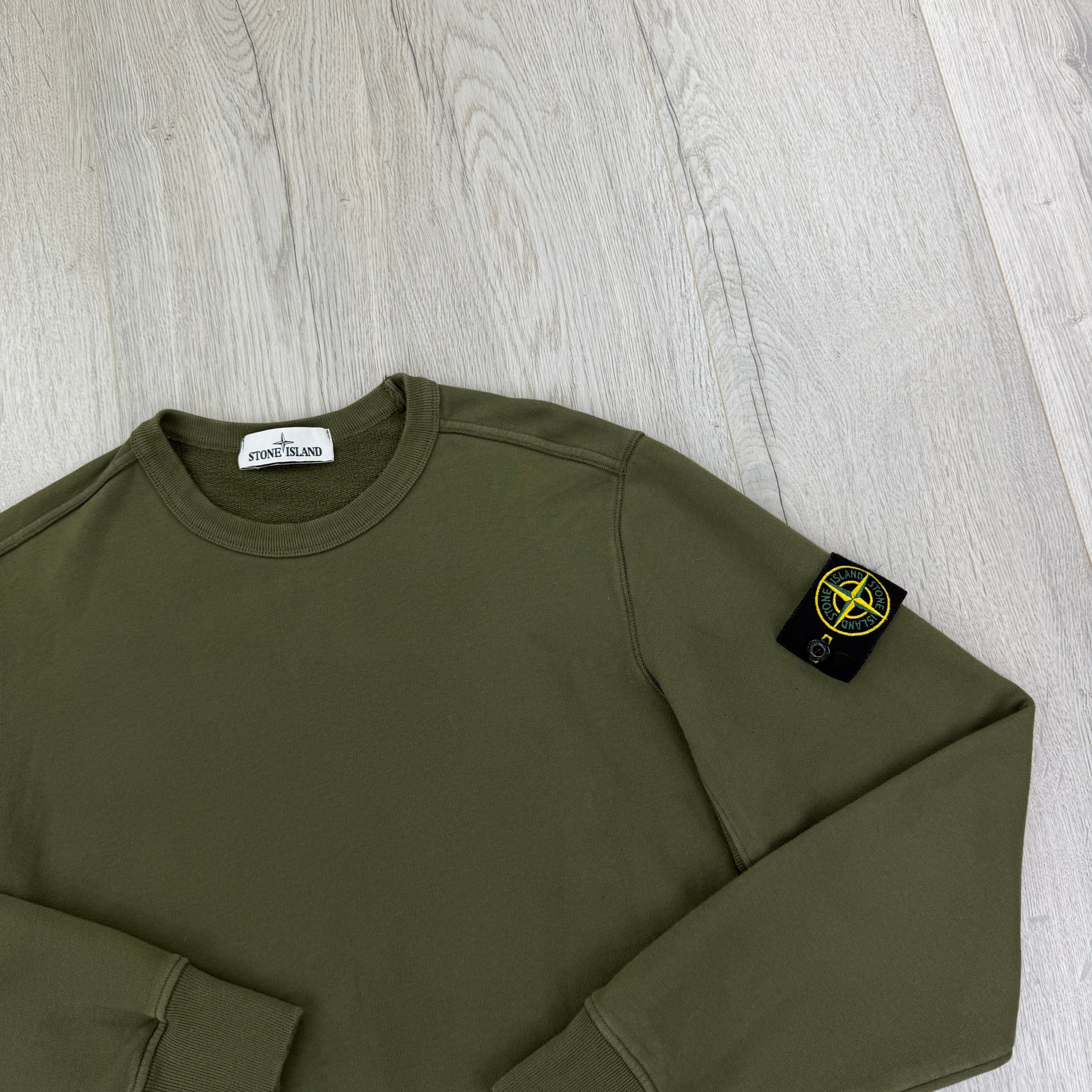 Stone Island Men’s Khaki Green Crewneck Jumper - Small