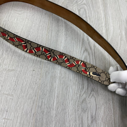 Gucci Men’s Black GG Supreme Kingsnake Belt - 90 (Uk 28-34)
