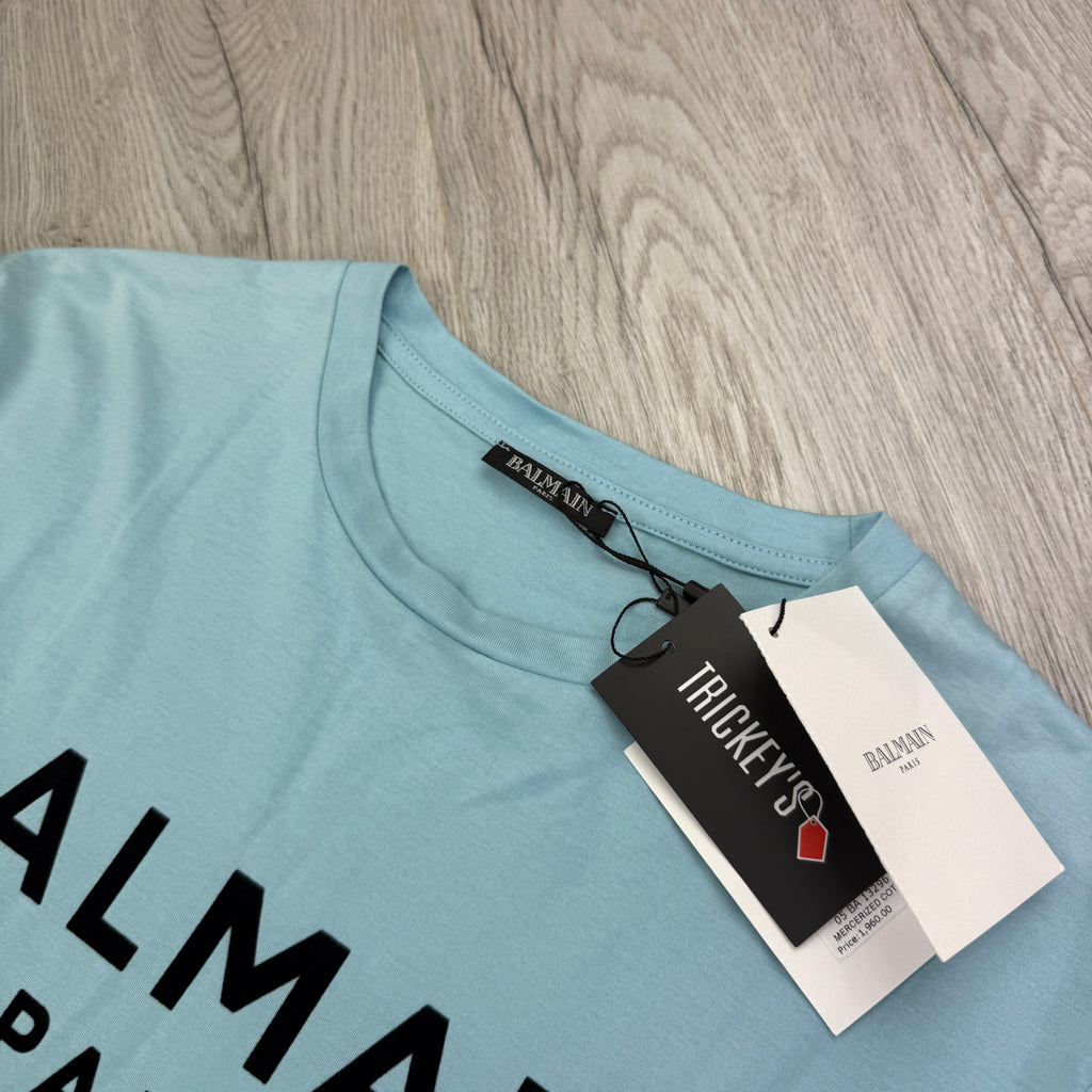 Balmain Paris Men’s Baby Blue T-shirt