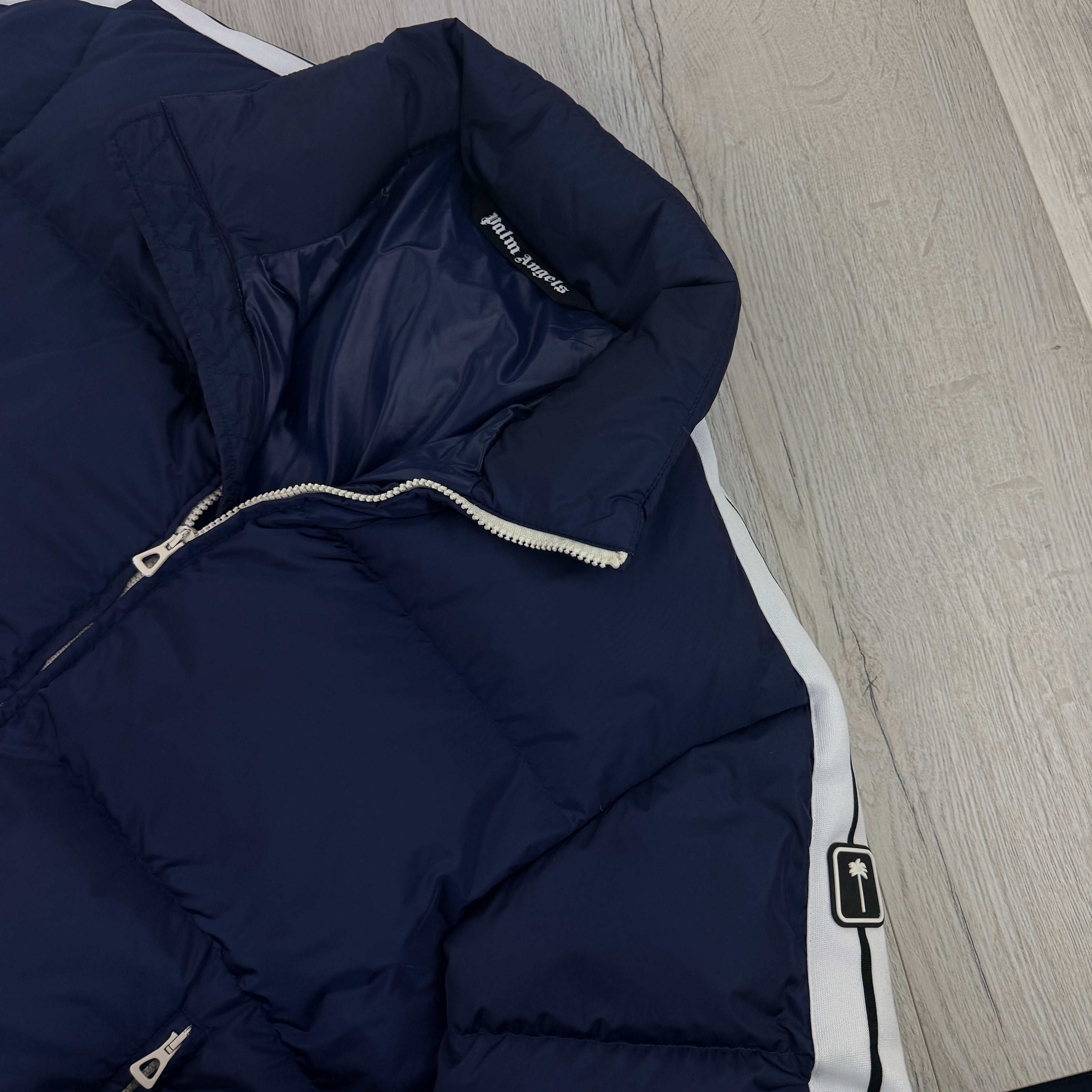 Palm Angels Men’s Navy Track Down Puffer Jacket - Small