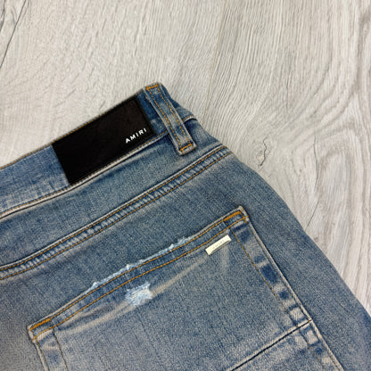 Amiri Men’s MX1 Distressed Camo Applique Logo Jeans
