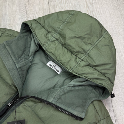 Stone Island Men’s Green Crinkle Reps Nylon Down Jacket - Large