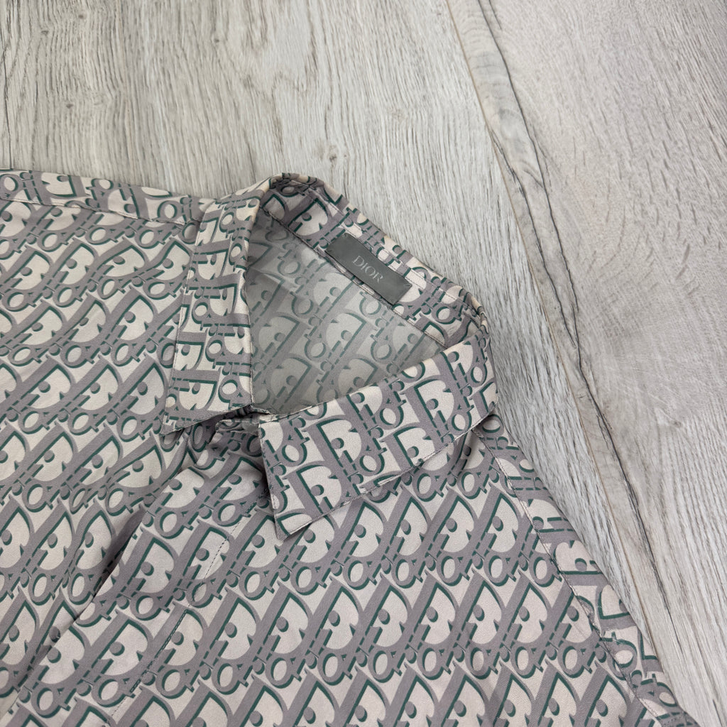 Dior Oblique Men’s Button-up Short Sleeve Silk Shirt - 38 (Fit Small/Medium)