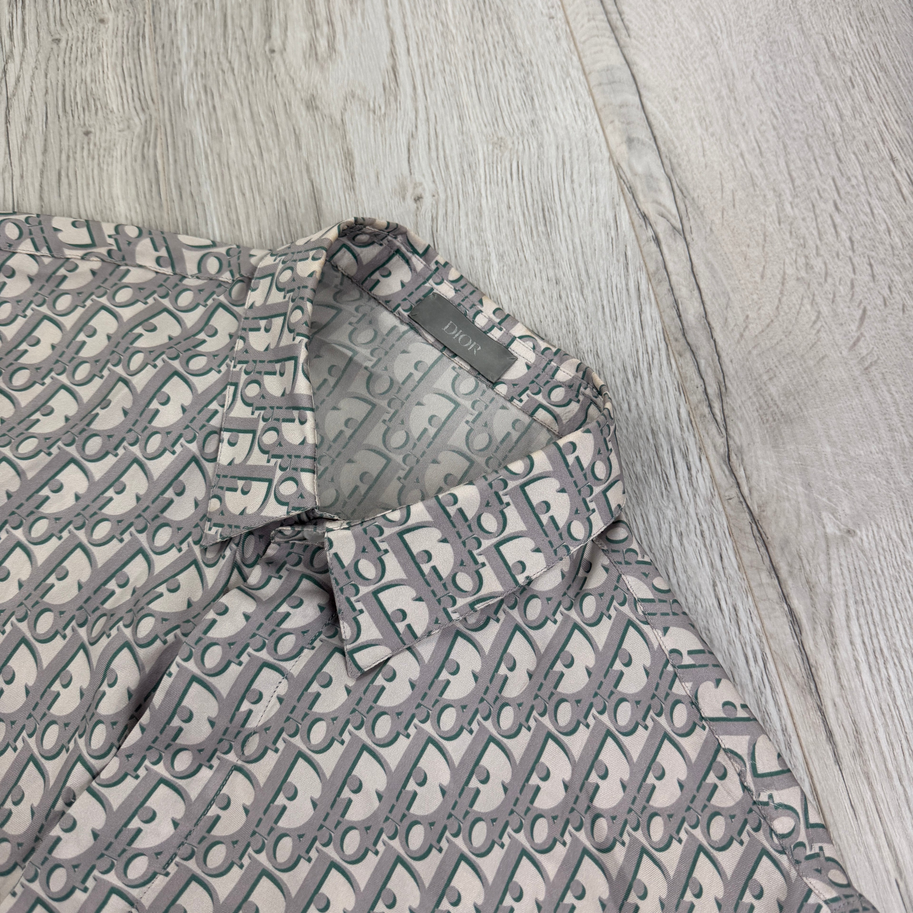 Dior Oblique Men’s Button-up Short Sleeve Silk Shirt - 38 (Fit Small/Medium)