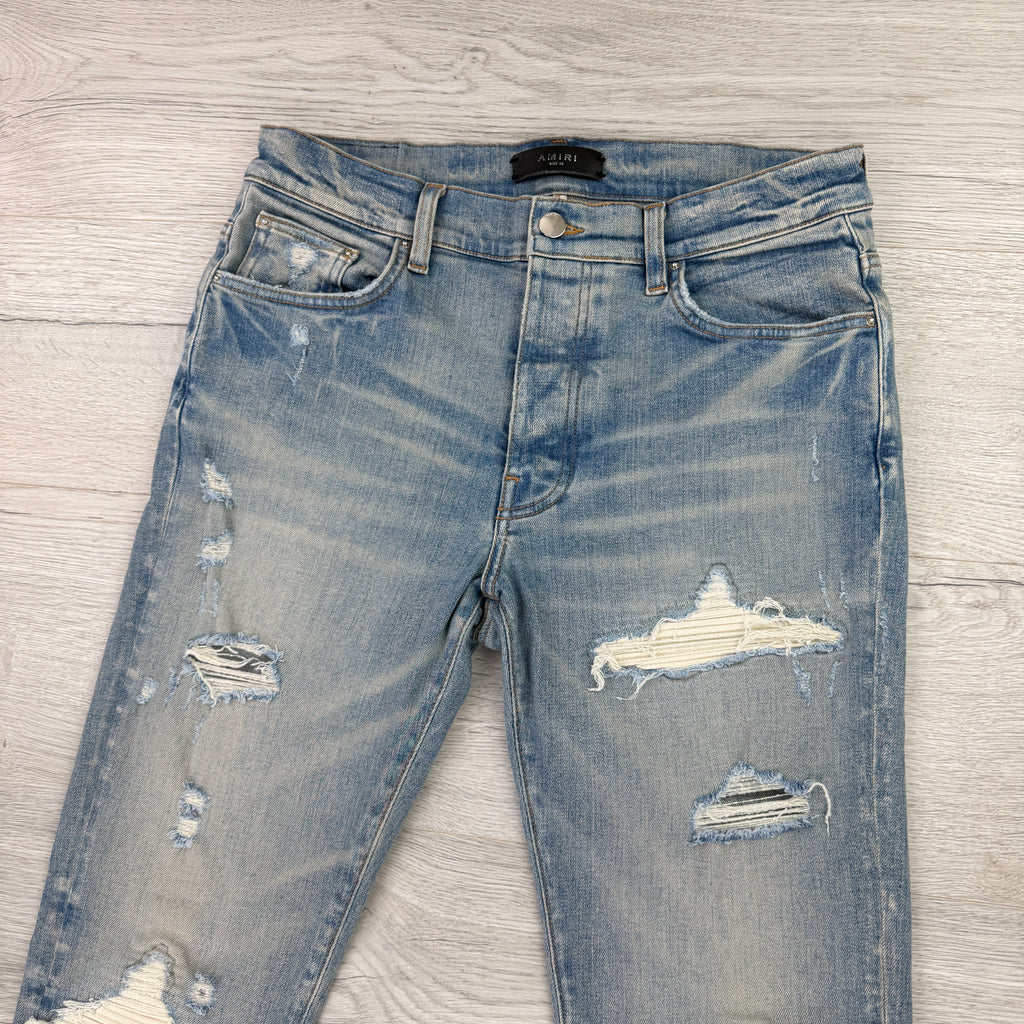 Amiri Men’s MX1 Blue Denim Jeans With Side Logo - Uk 32