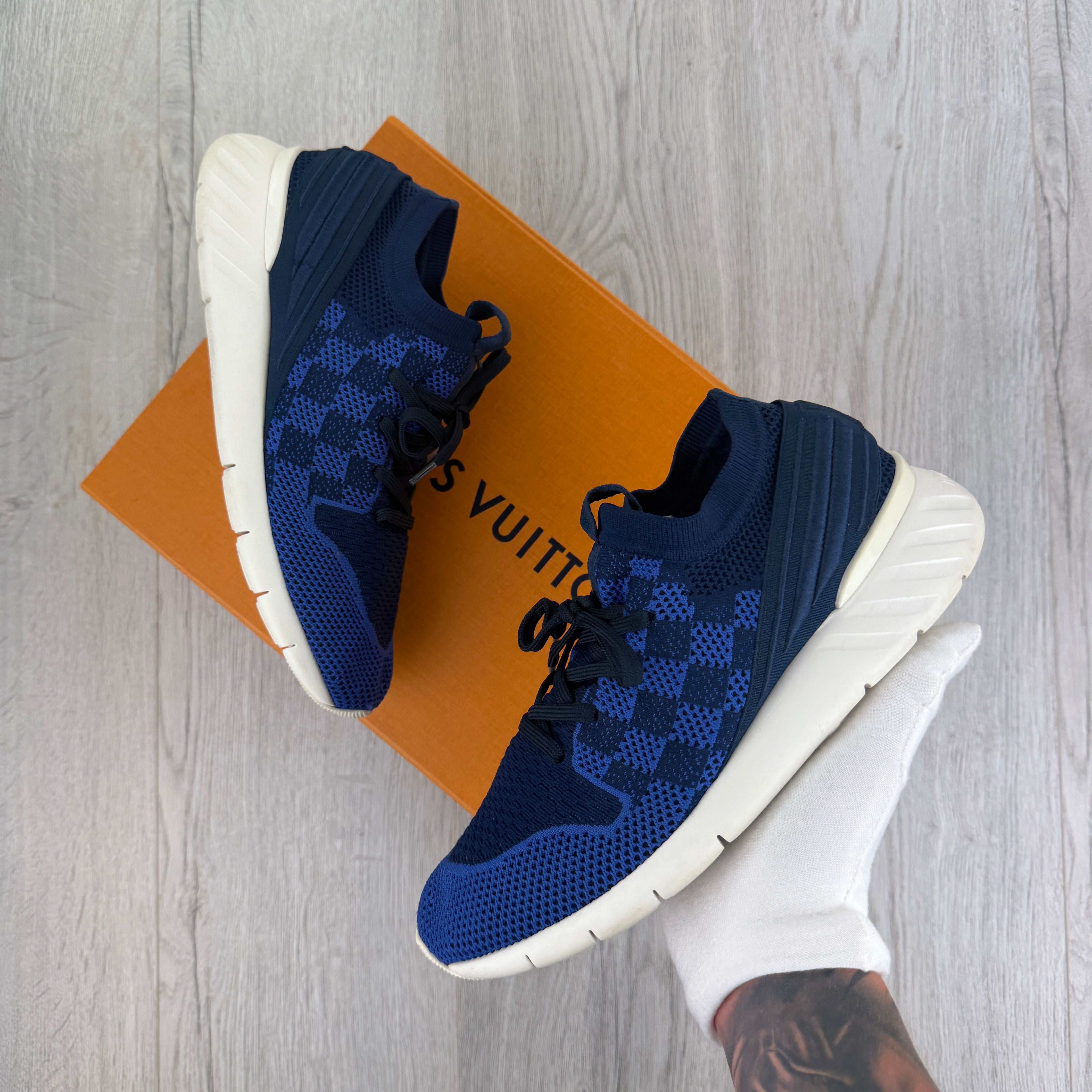 Louis Vuitton Men’s Knit Blue Trainers - Uk 7