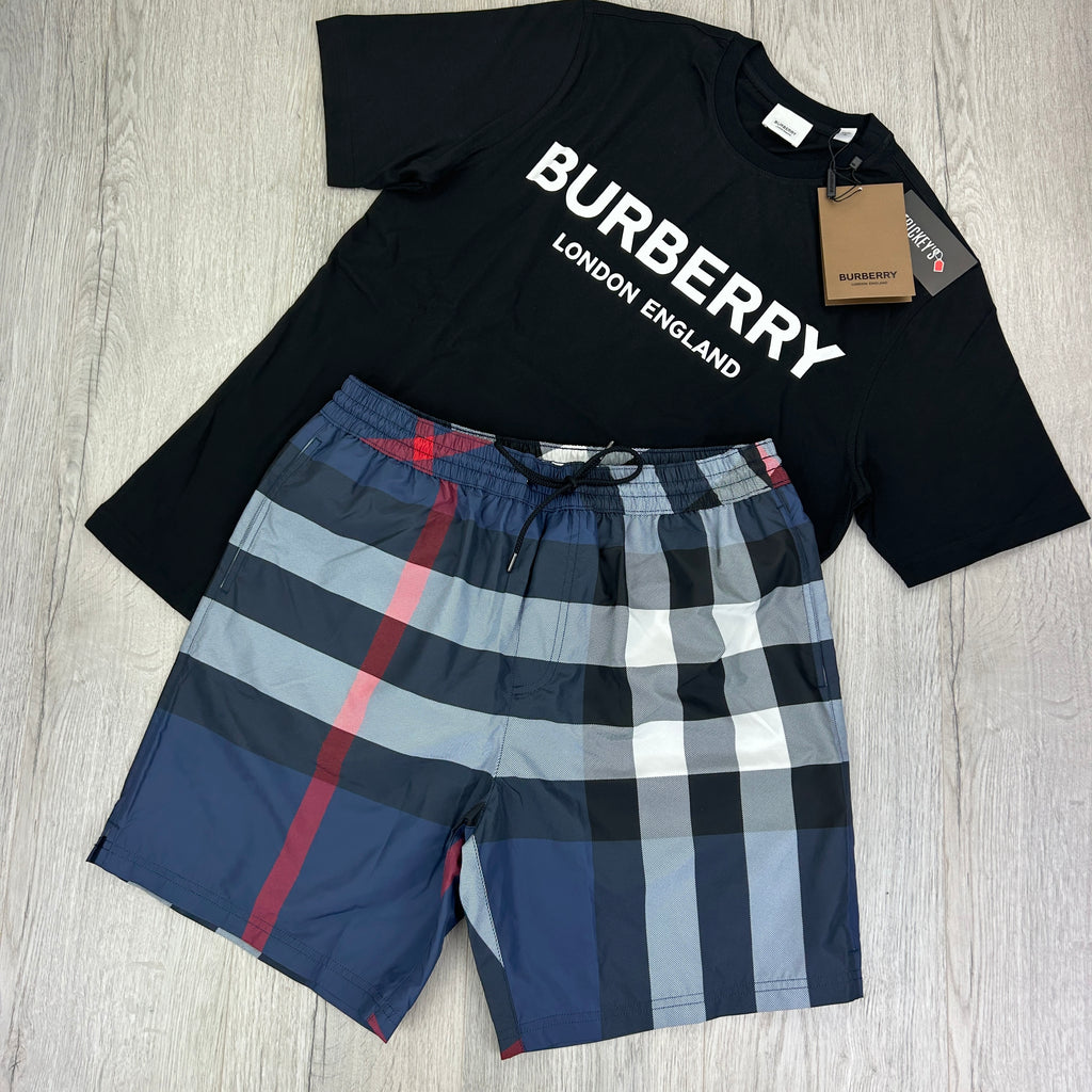 Burberry Men’s Black T-shirt & Navy Swim Short Set