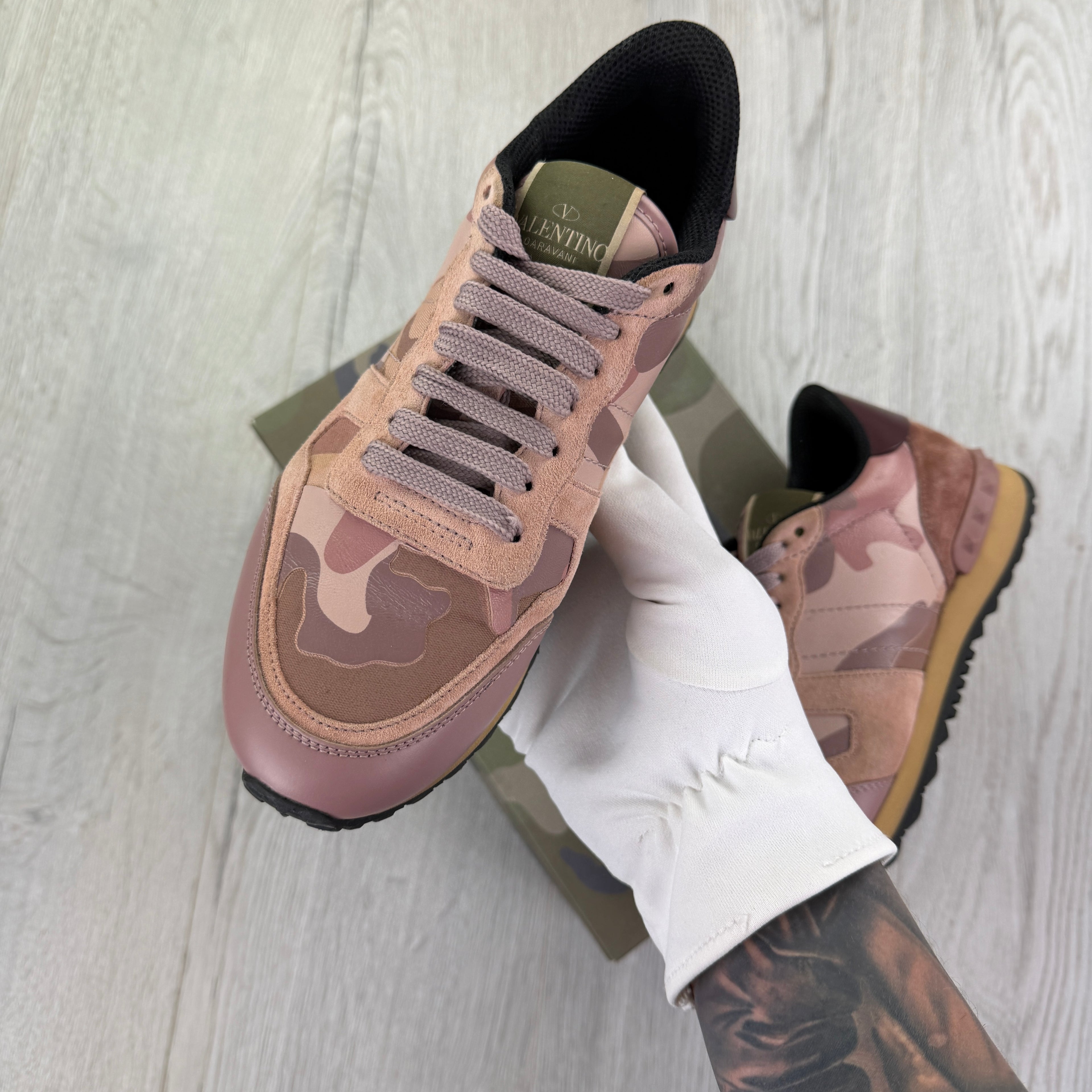 Valentino Women’s Pink Camo Rockrunner Trainers - UK 4.5