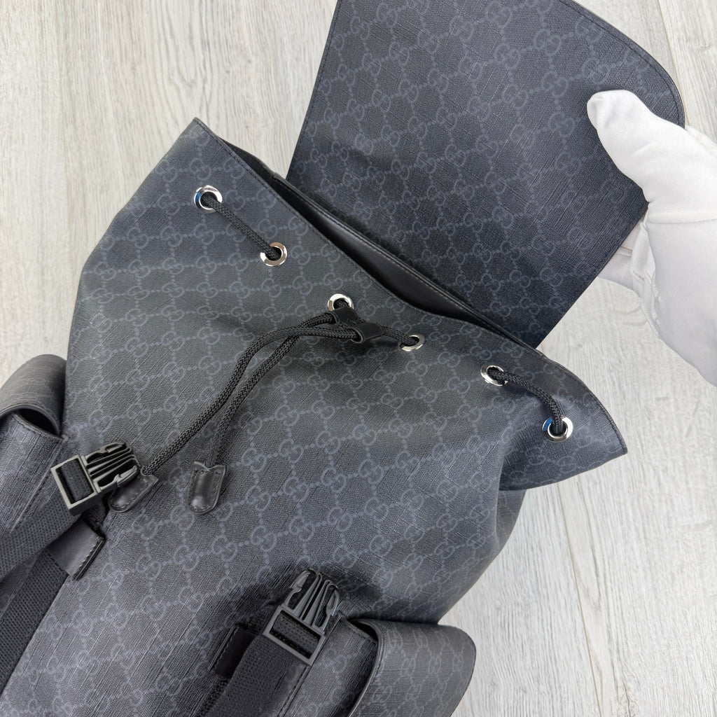 Gucci Mens GG Supreme Web Backpack