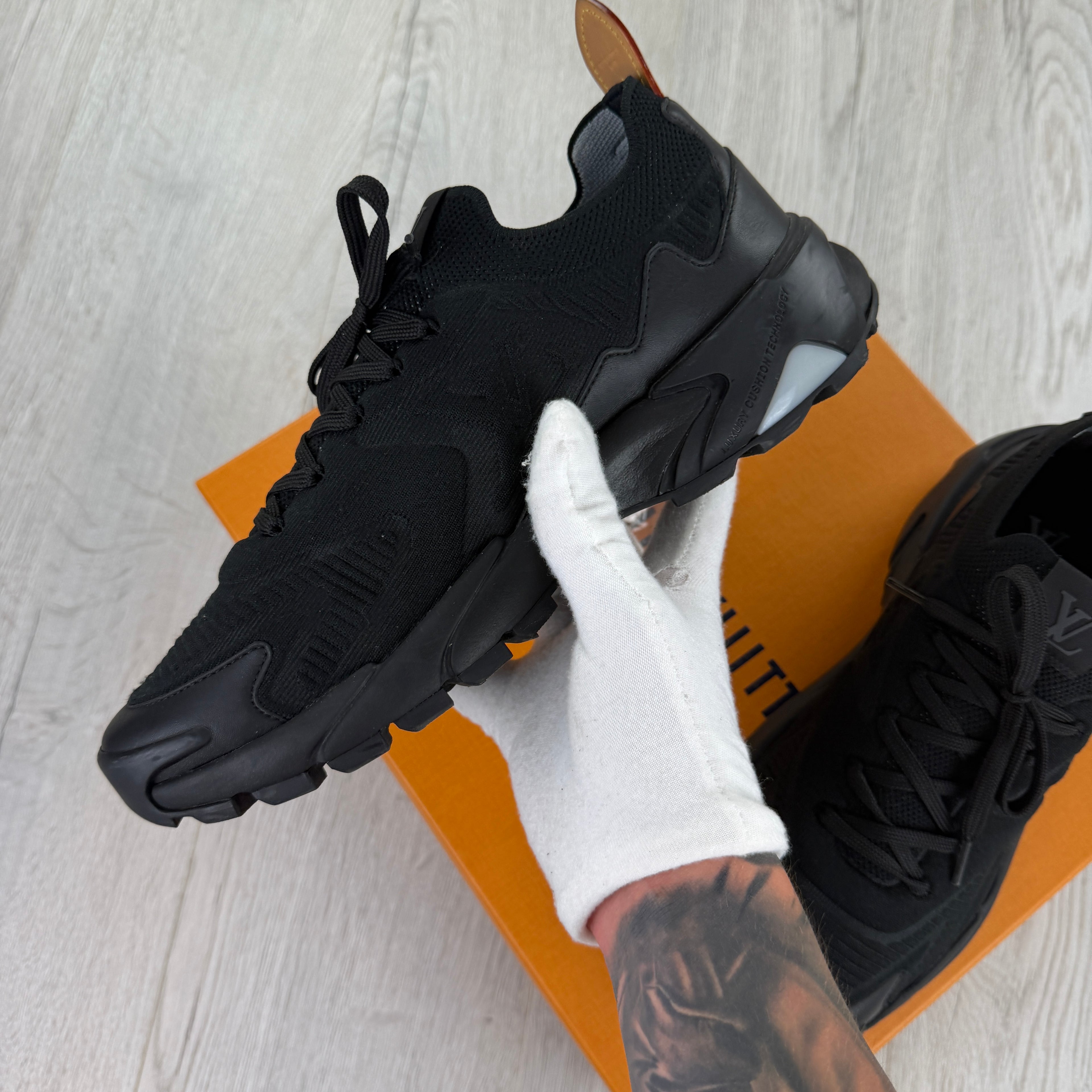 Louis Vuitton Men’s All Black Tatic Trainers - Uk 8 (Fit 9)