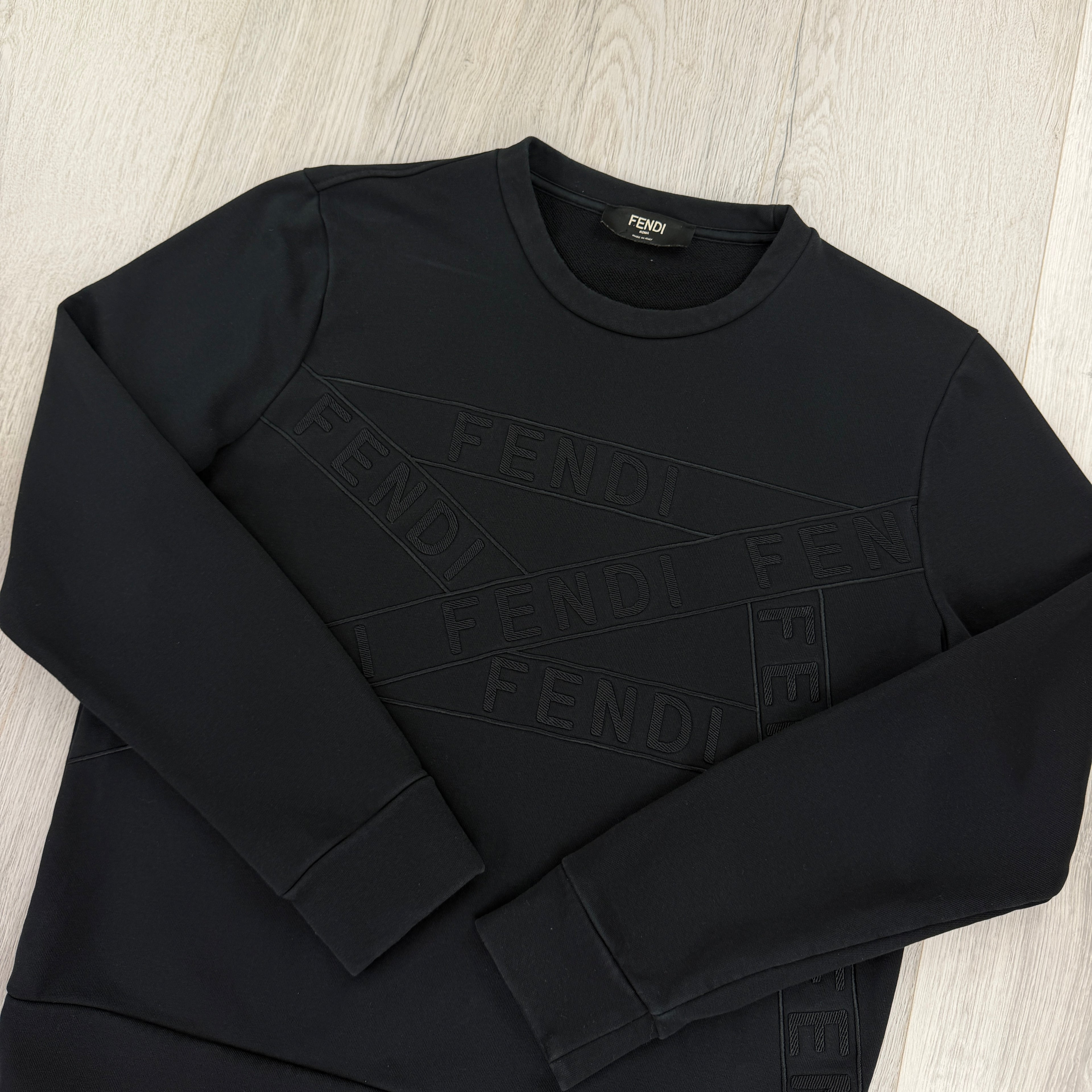 Fendi Men’s Logo Full Black Tracksuit - Medium Slim