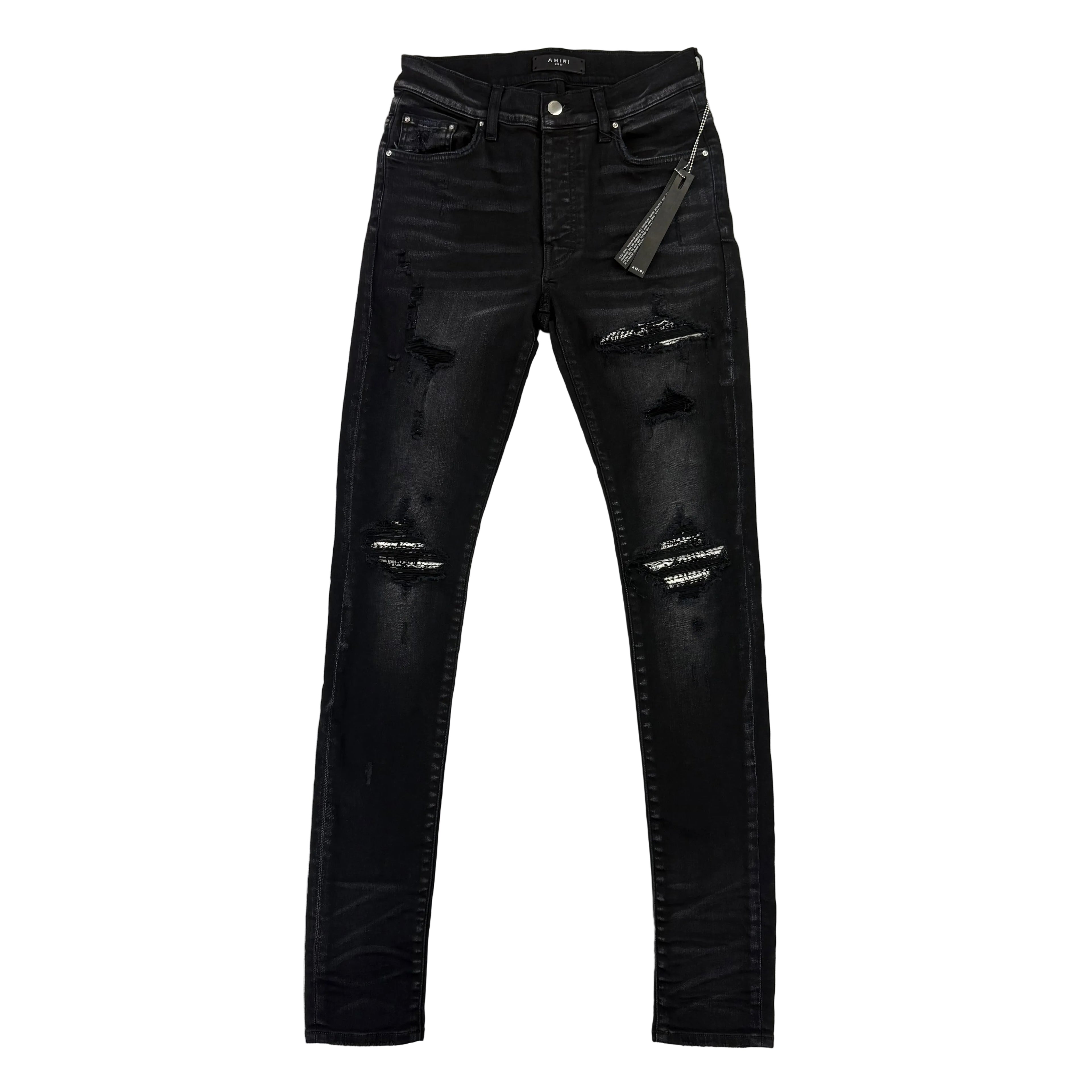 Amiri Men’s Boucle MX1 Aged Black Distressed Jeans