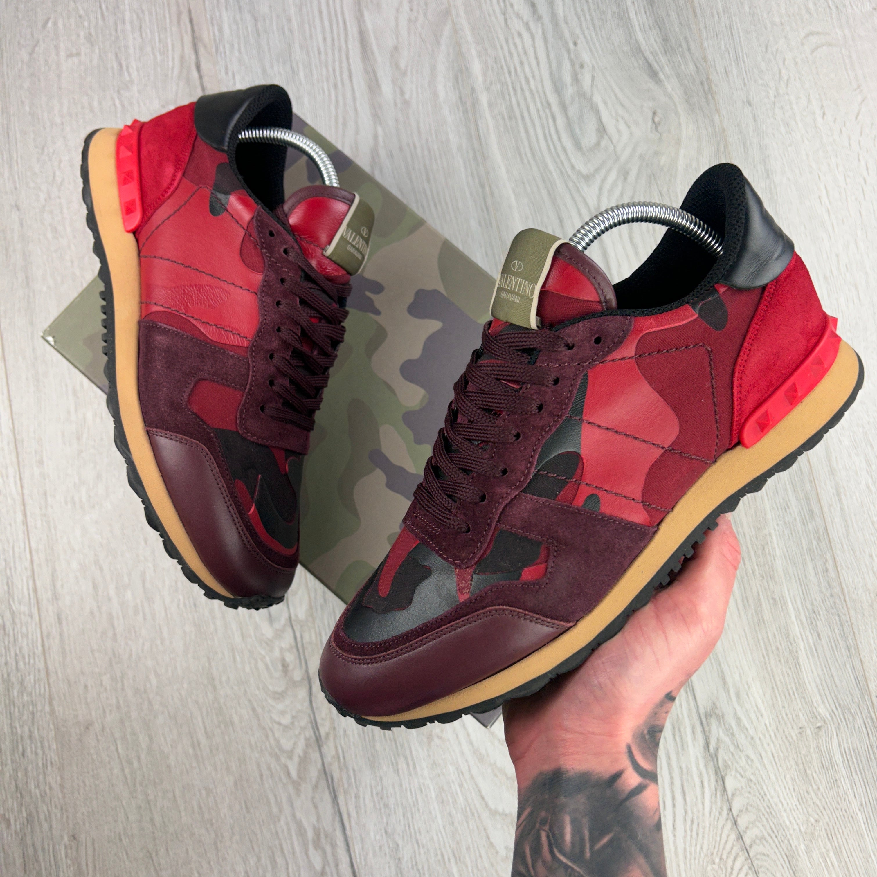 Valentino Men’s Red / Green Camo Rockrunner Trainers