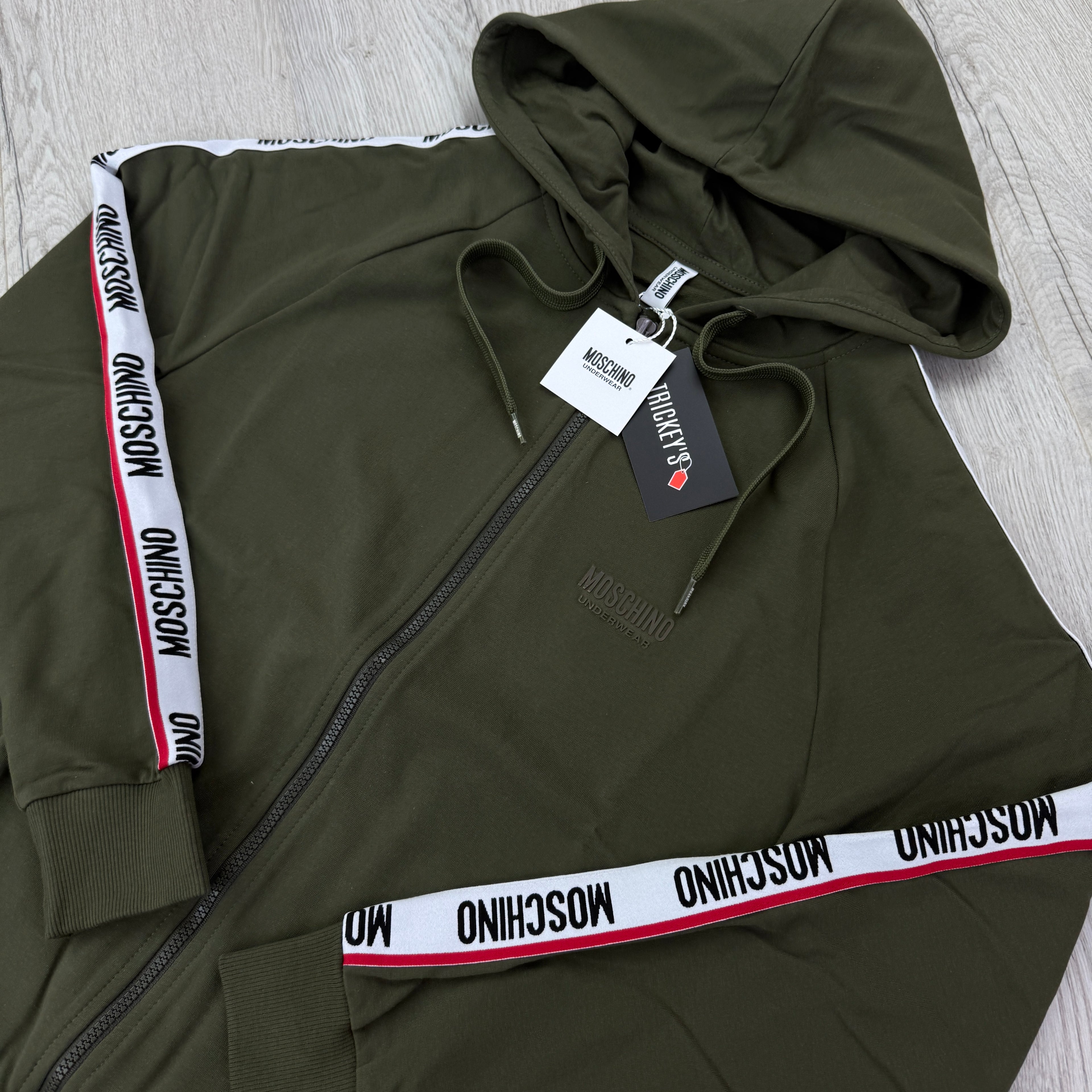 Moschino Men’s Khaki Green Zip-up Hoodie