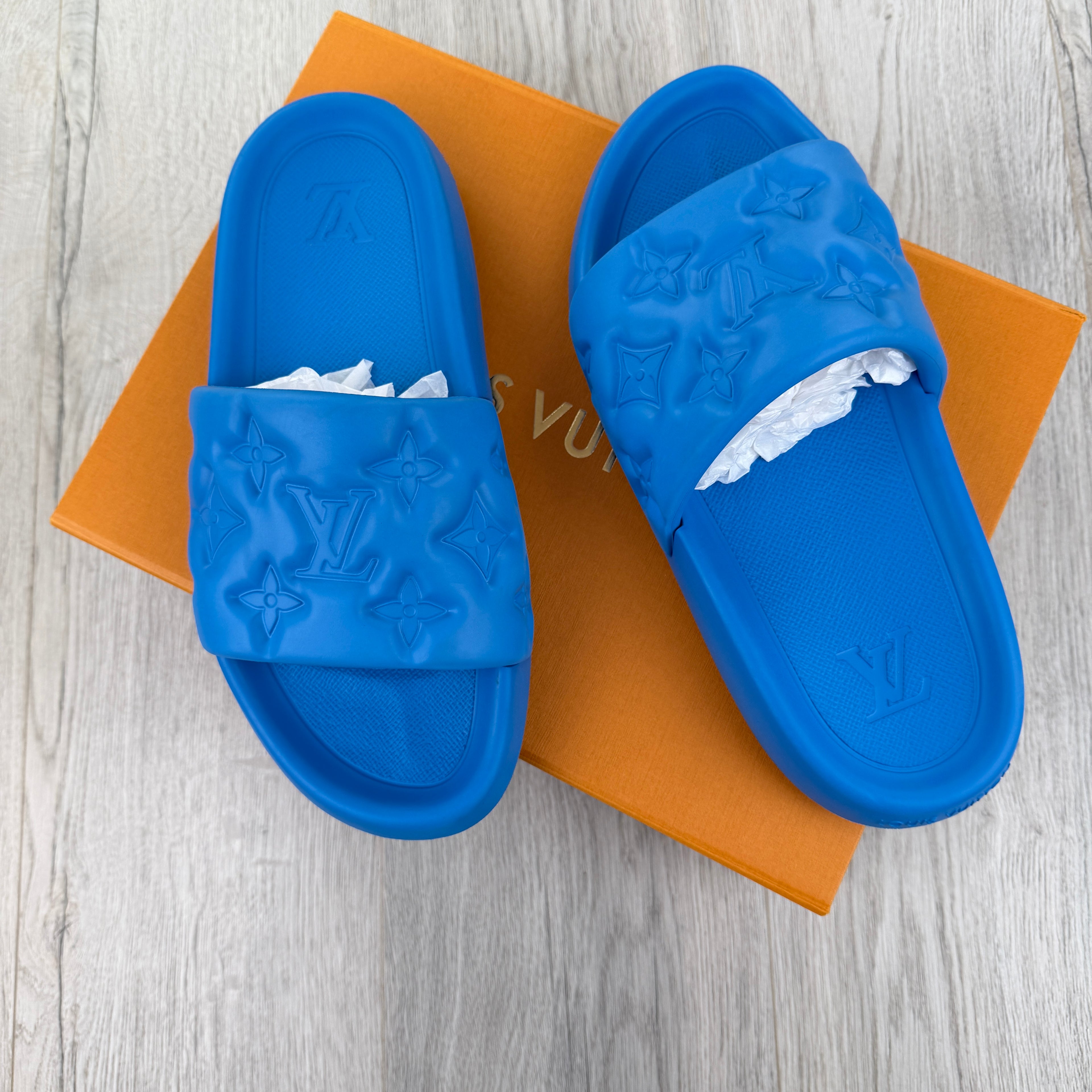 Louis Vuitton Men’s Blue Waterfront Mules Sliders - Uk 9 (Fit 9.5/10)