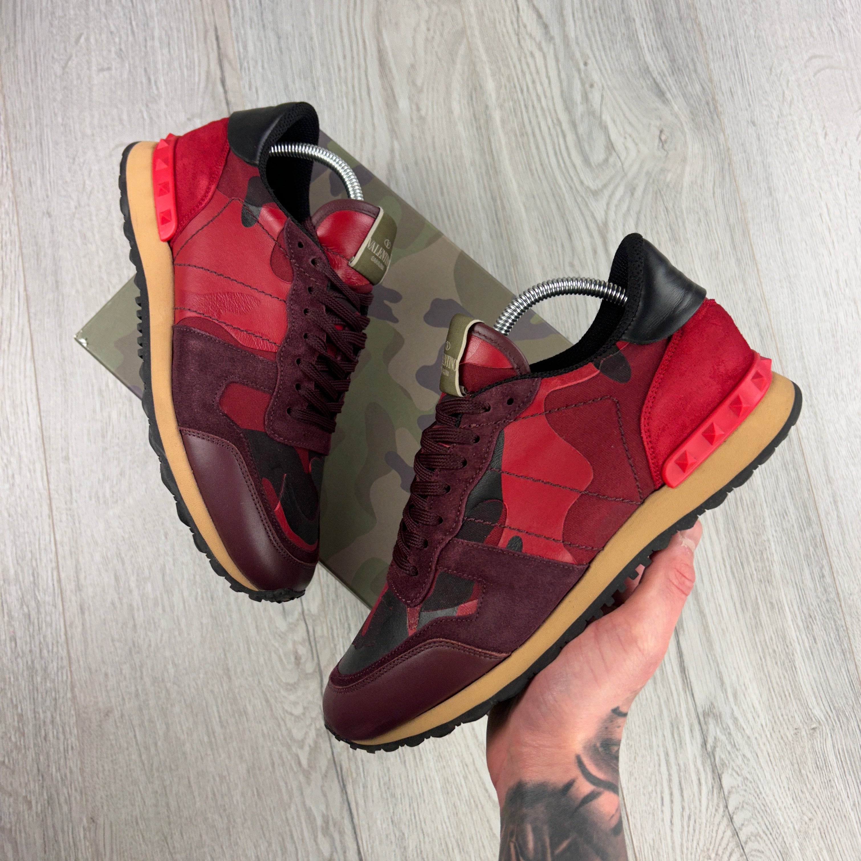 Valentino Men’s Red / Green Camo Rockrunner Trainers